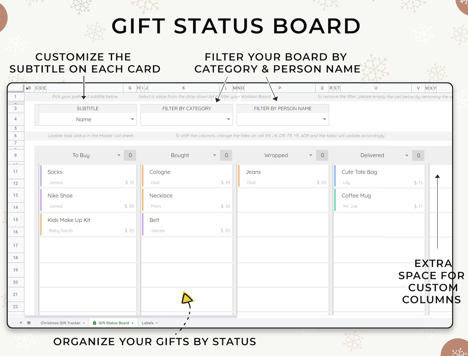 Christmas Gift Tracker - Buyers - Google Sheets Template