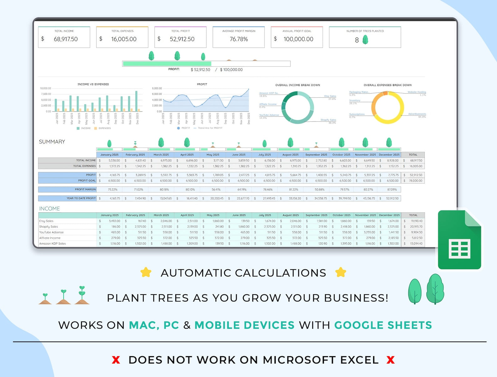 Bookkeeping Template - Small Biz - Google Sheets Template