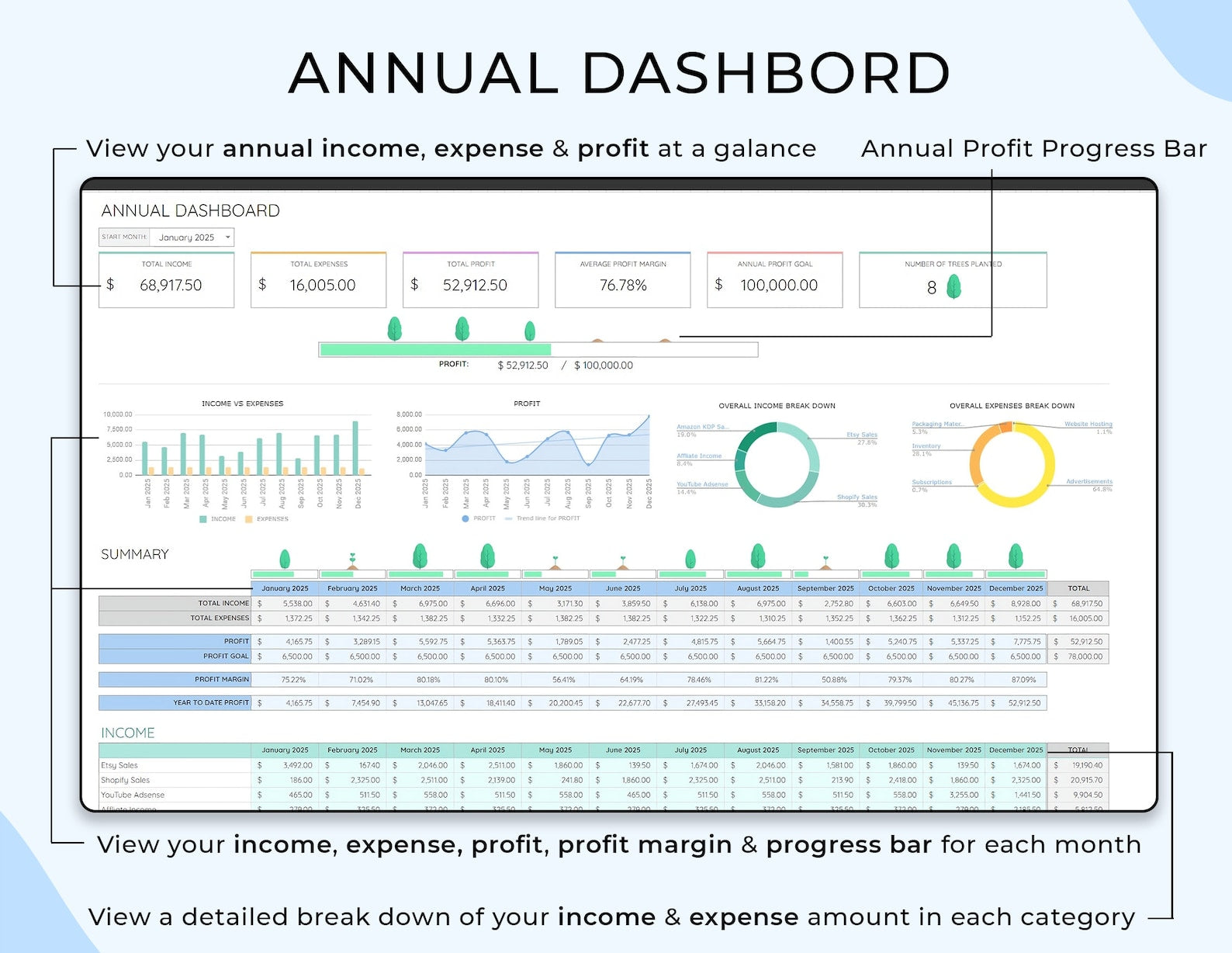 Bookkeeping Template - Small Biz - Google Sheets Template