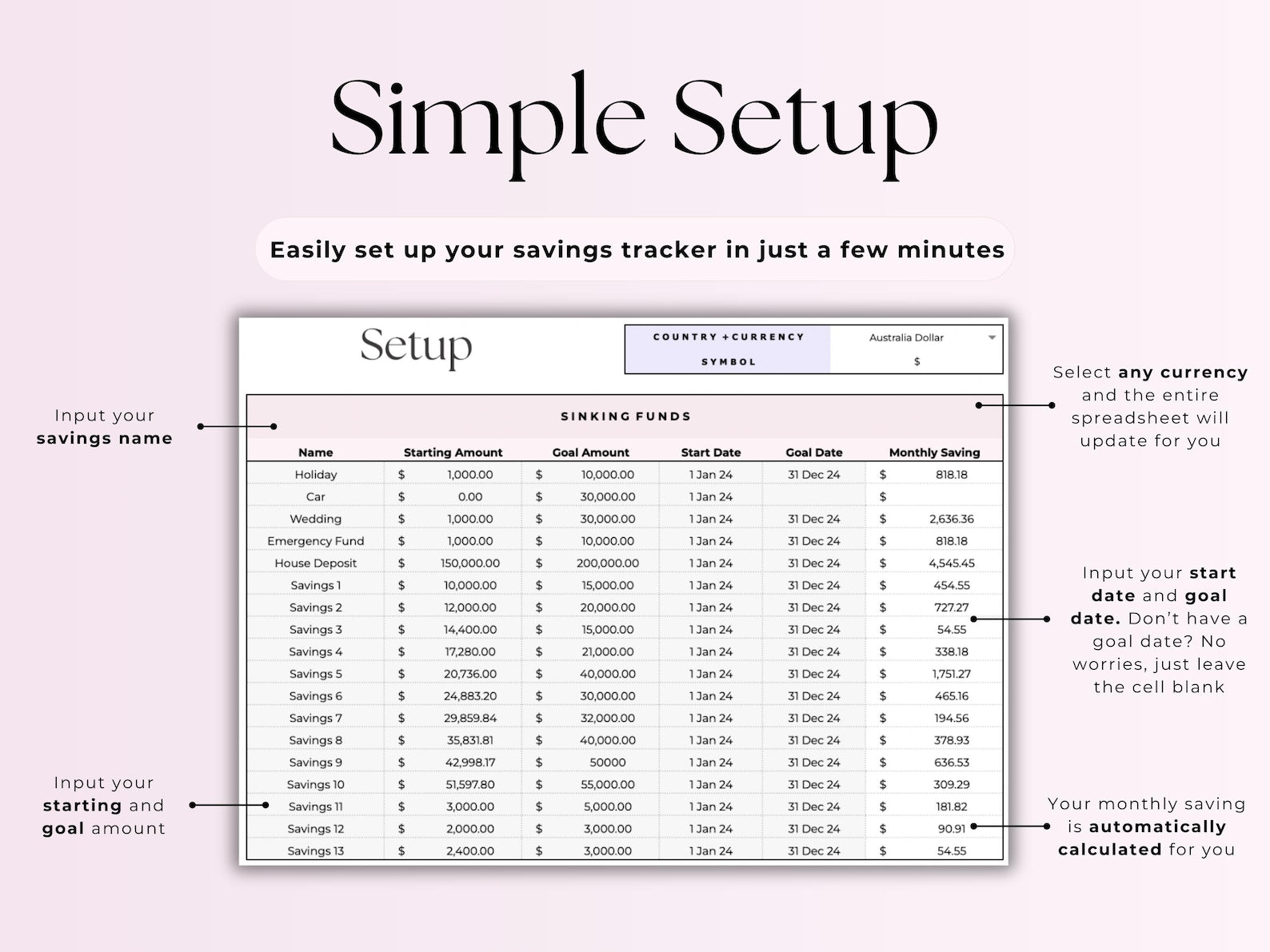 Savings Tracker - Personal Budget - Google Sheets Template