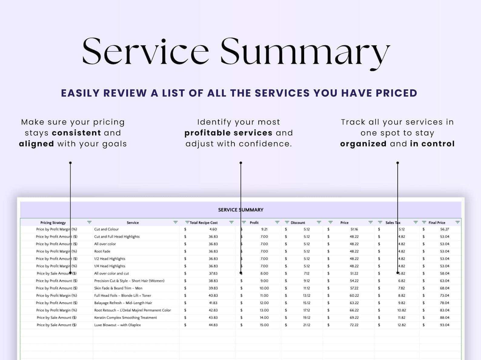 Cost Pricing Calculator β Lash Pros β Google Sheets Template