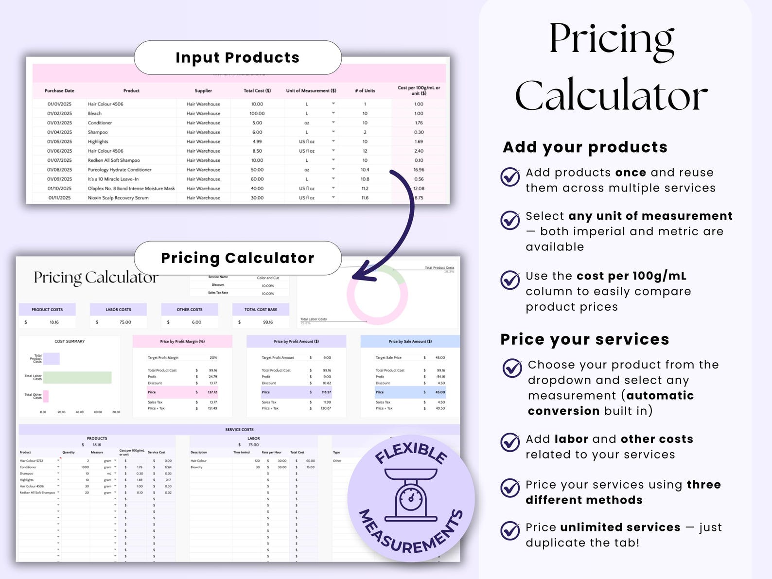 Beauty Bookkeeping β Techs β Excel / Google Sheets Template