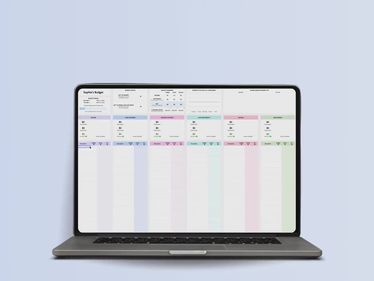 Monthly Budget Planner - Personal - Google Sheets Template