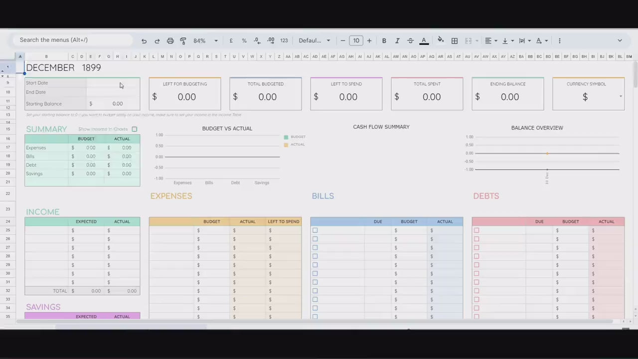 Monthly Budget Spreadsheet - Google Sheets Template