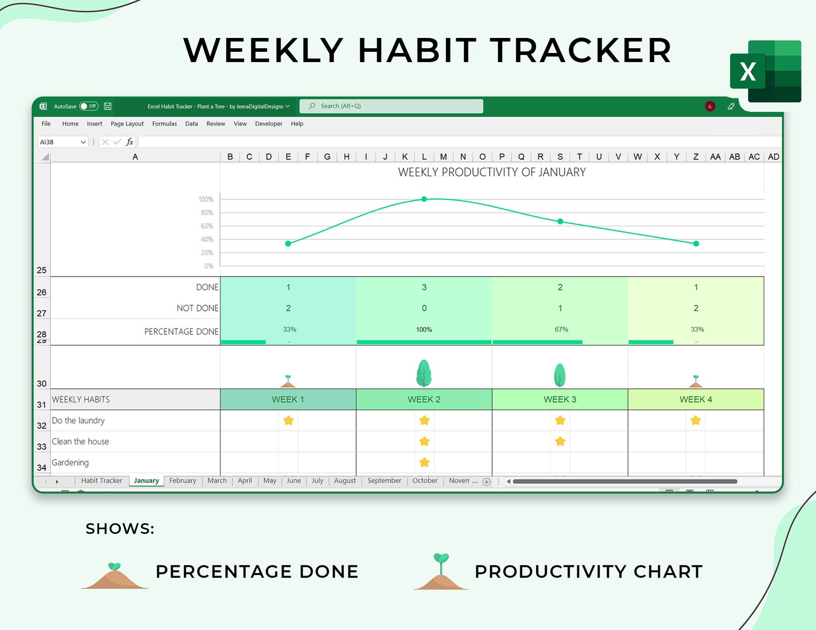 Habit Tracker – Personal – Excel / Google Sheets Template
