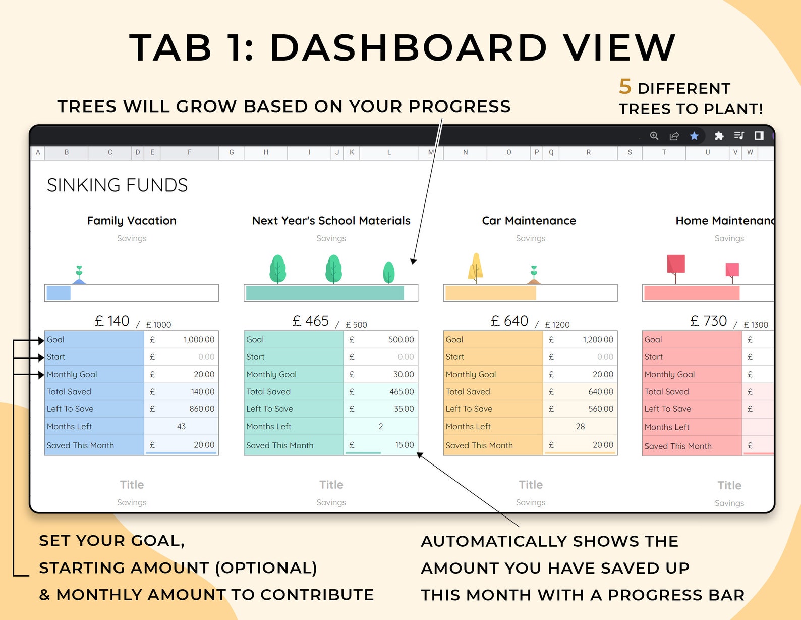 Savings Planner - Personal Finance - Google Sheets Template