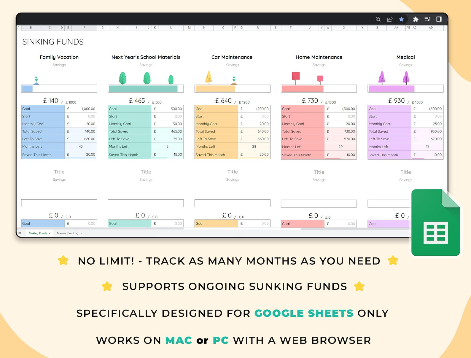 Savings Planner - Personal Finance - Google Sheets Template