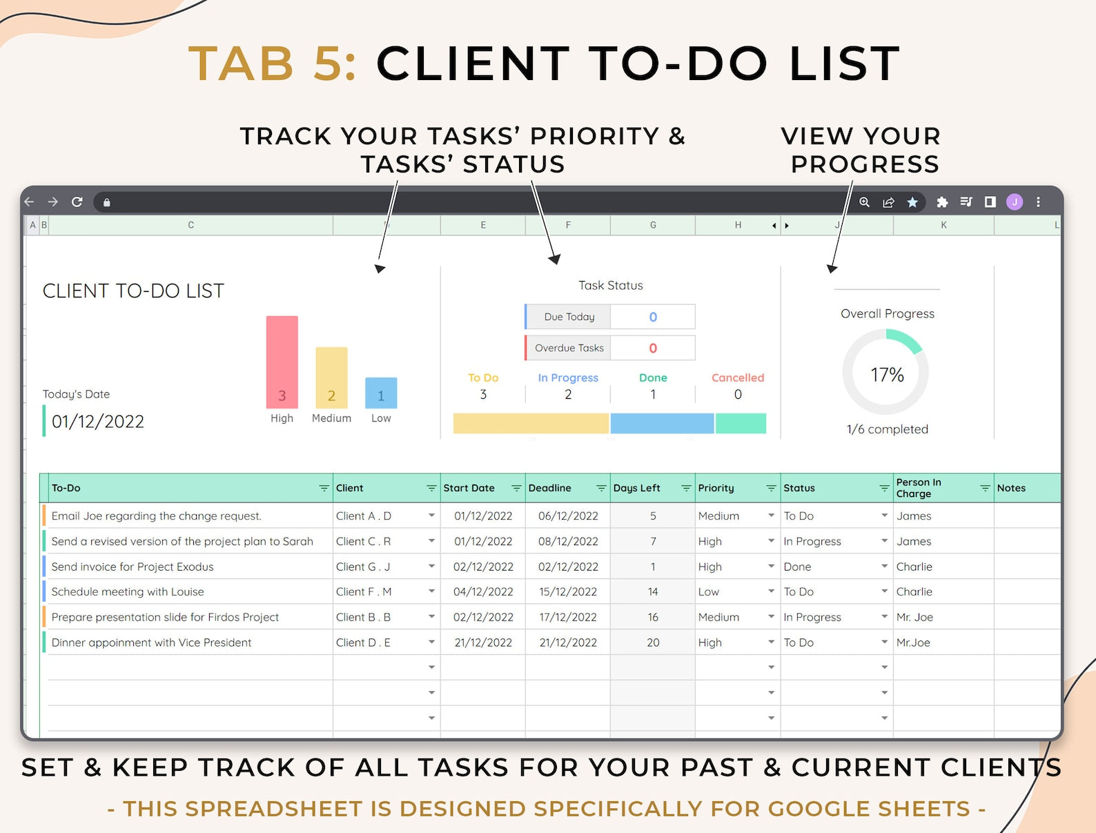 Client Call Tracker - Small Biz - Google Sheets Template