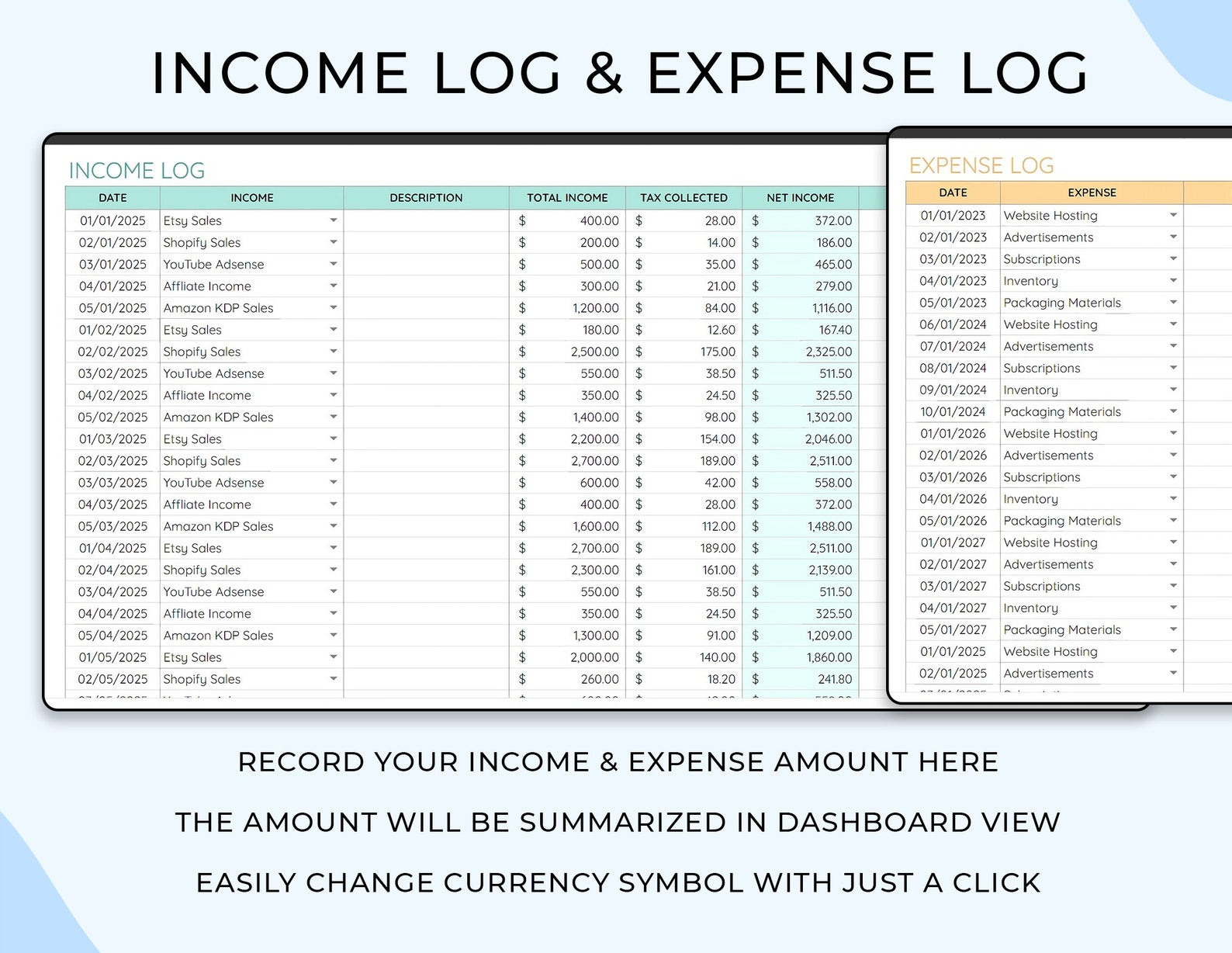 Bookkeeping Template - Small Biz - Google Sheets Template