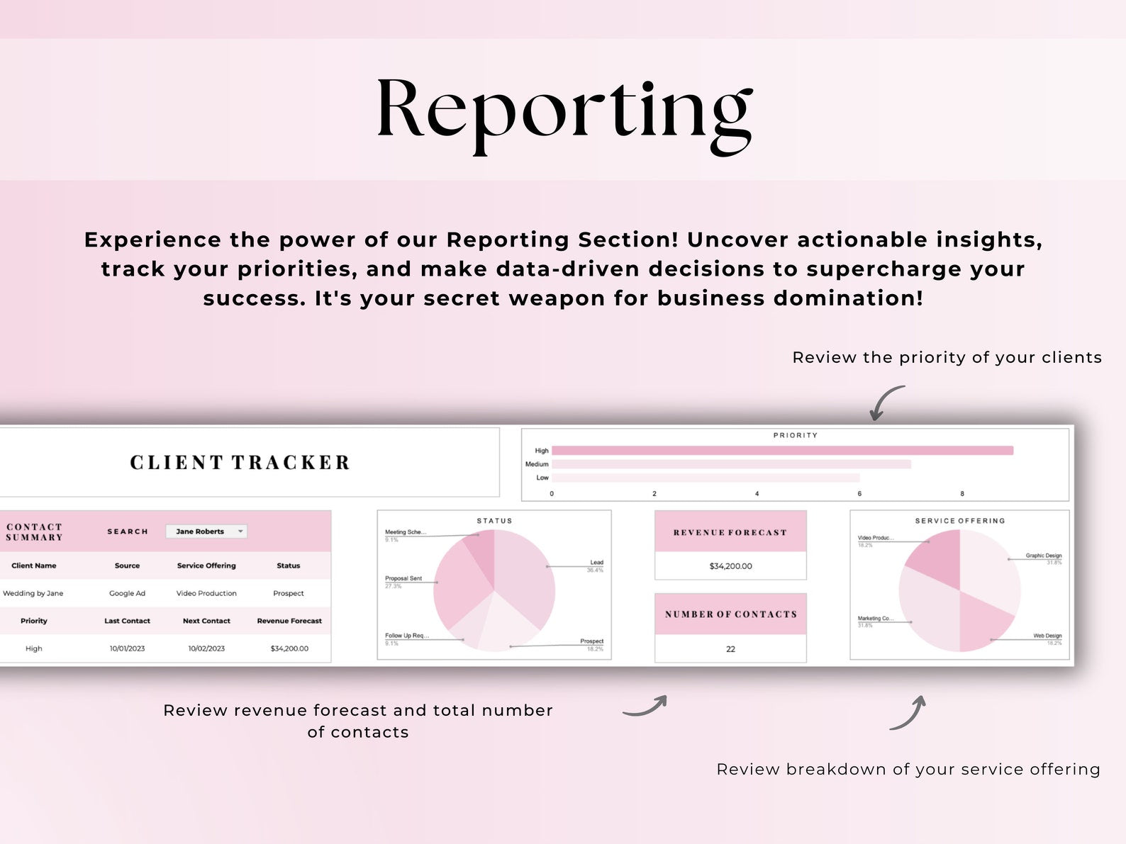CRM Client Tracker - Small Business - Google Sheets Template