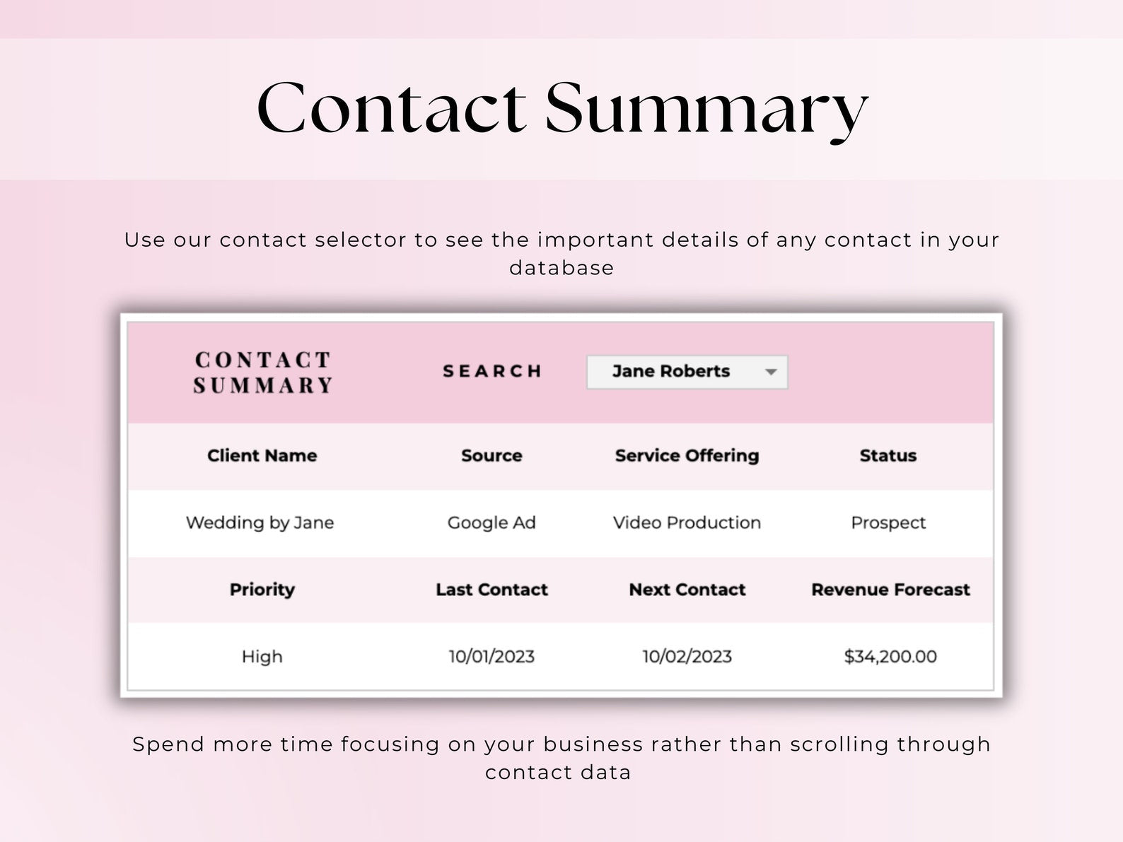 CRM Client Tracker - Small Business - Google Sheets Template