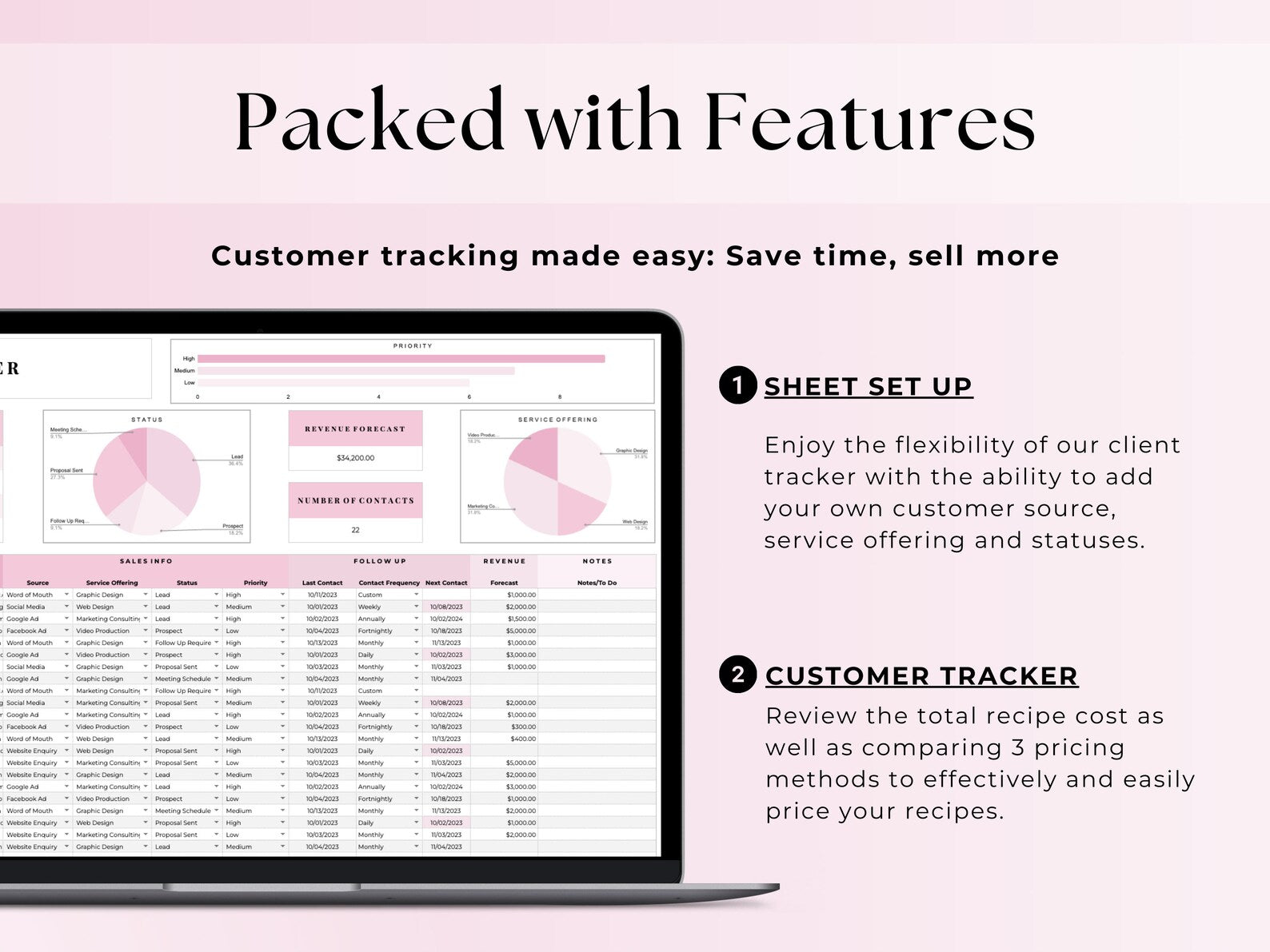 CRM Client Tracker - Small Business - Google Sheets Template
