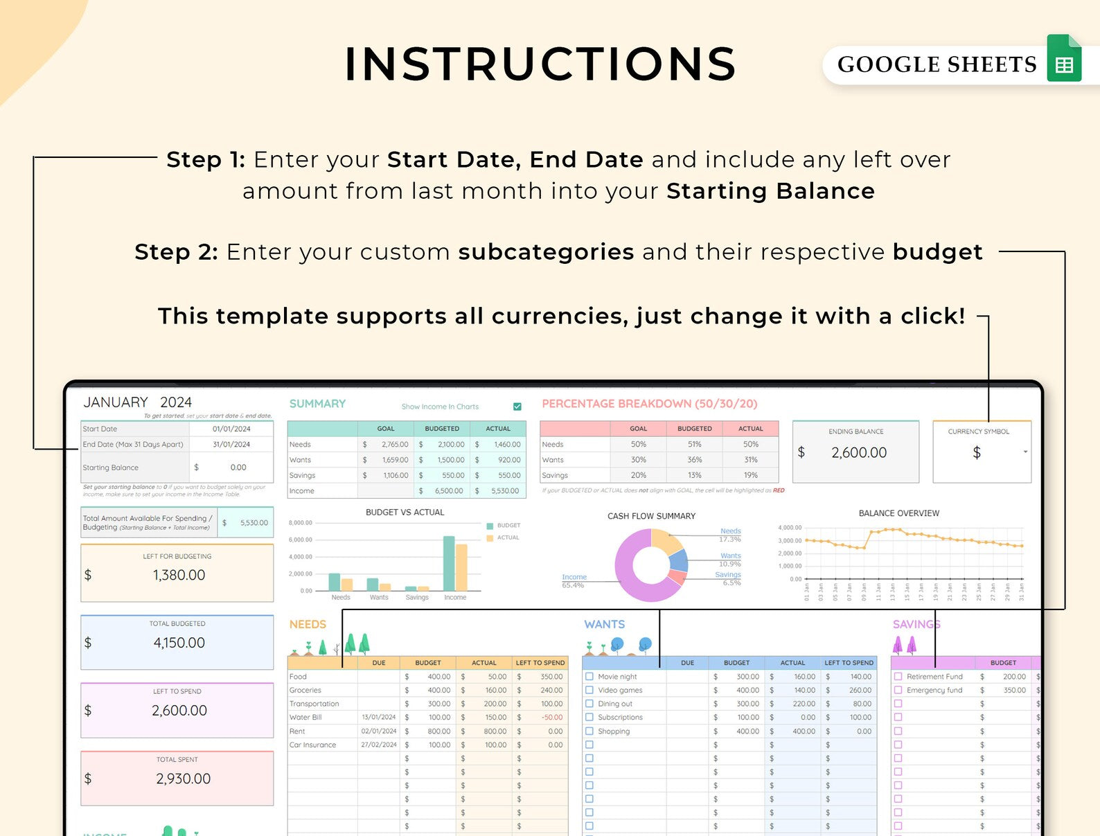 Budget Tracker – For Individuals – Google Sheets Template
