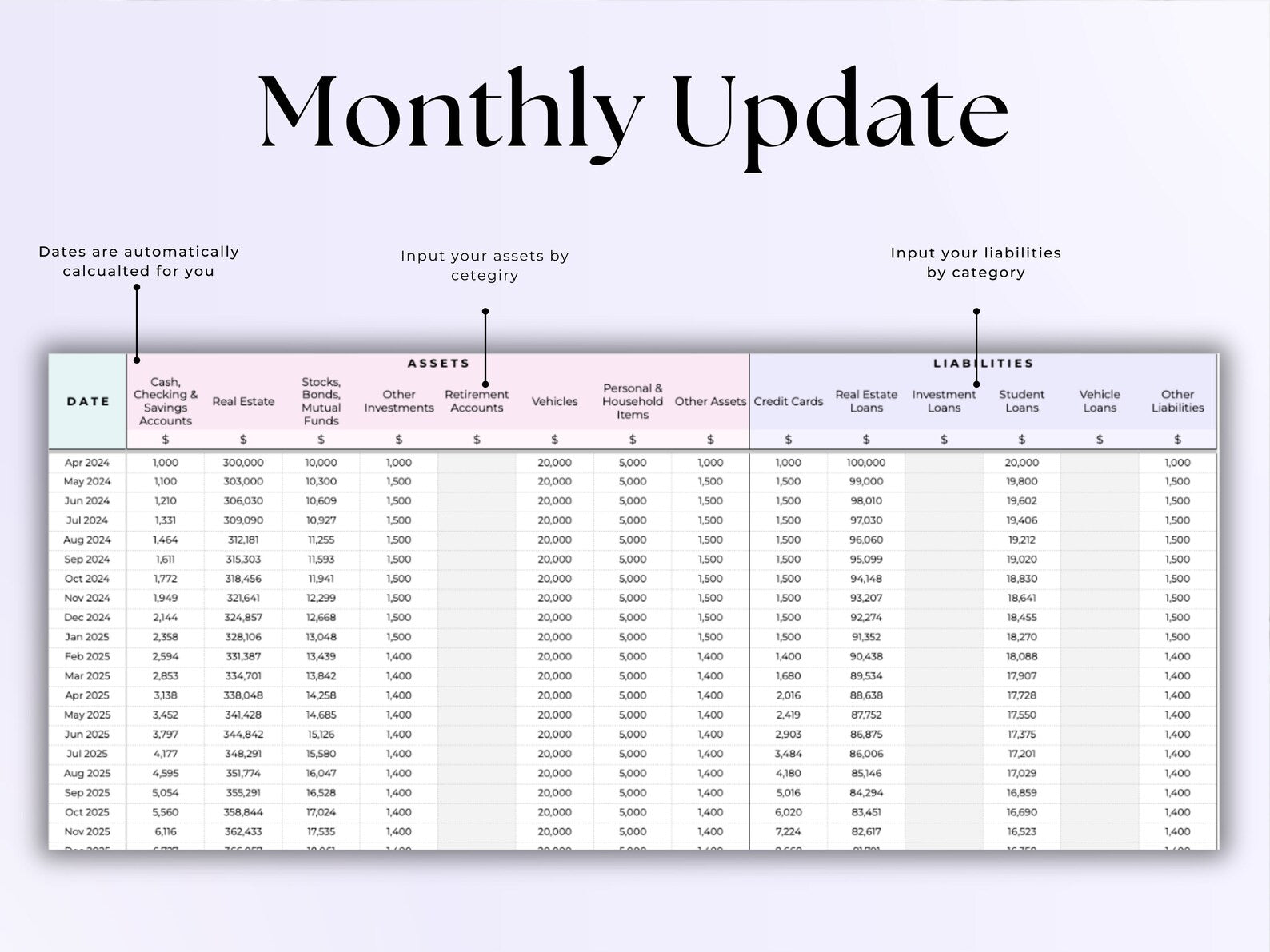 Net Worth Tracker – Individual – Google Sheets Template