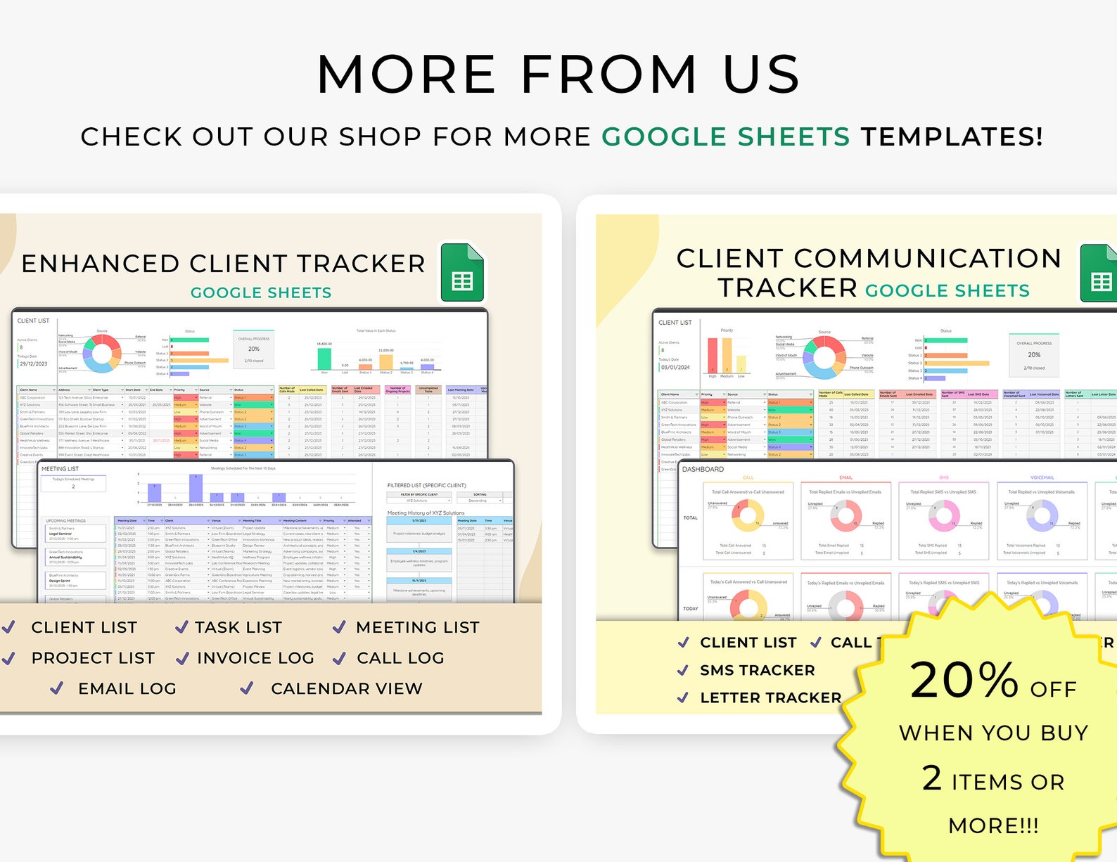 Client Call Tracker - Small Biz - Google Sheets Template