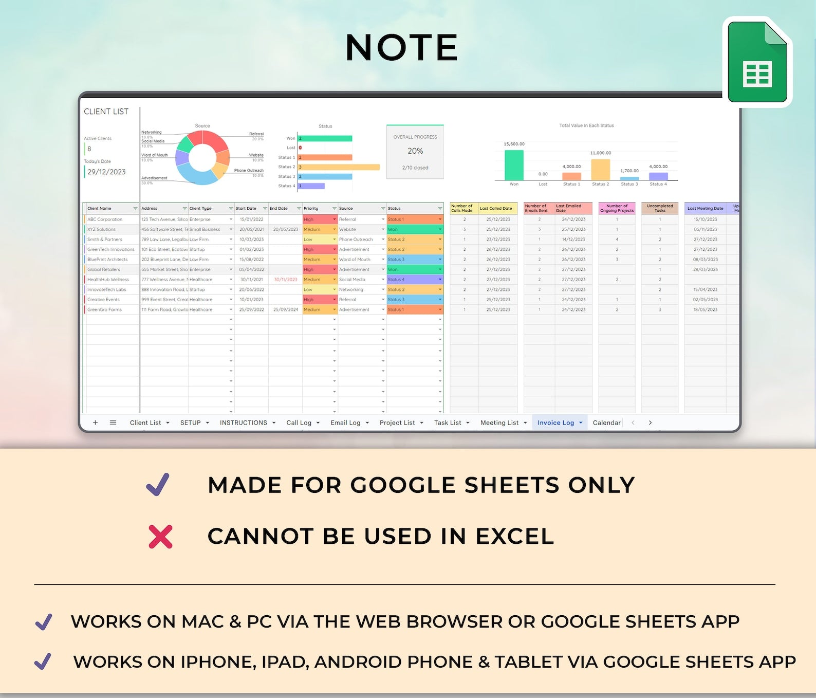 Client Communication Tracker – Google Sheets Template