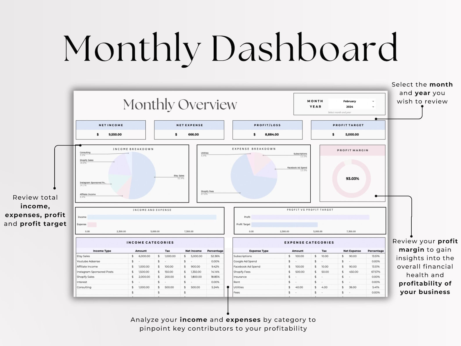 Profit And Loss – Small Business – Google Sheets Template