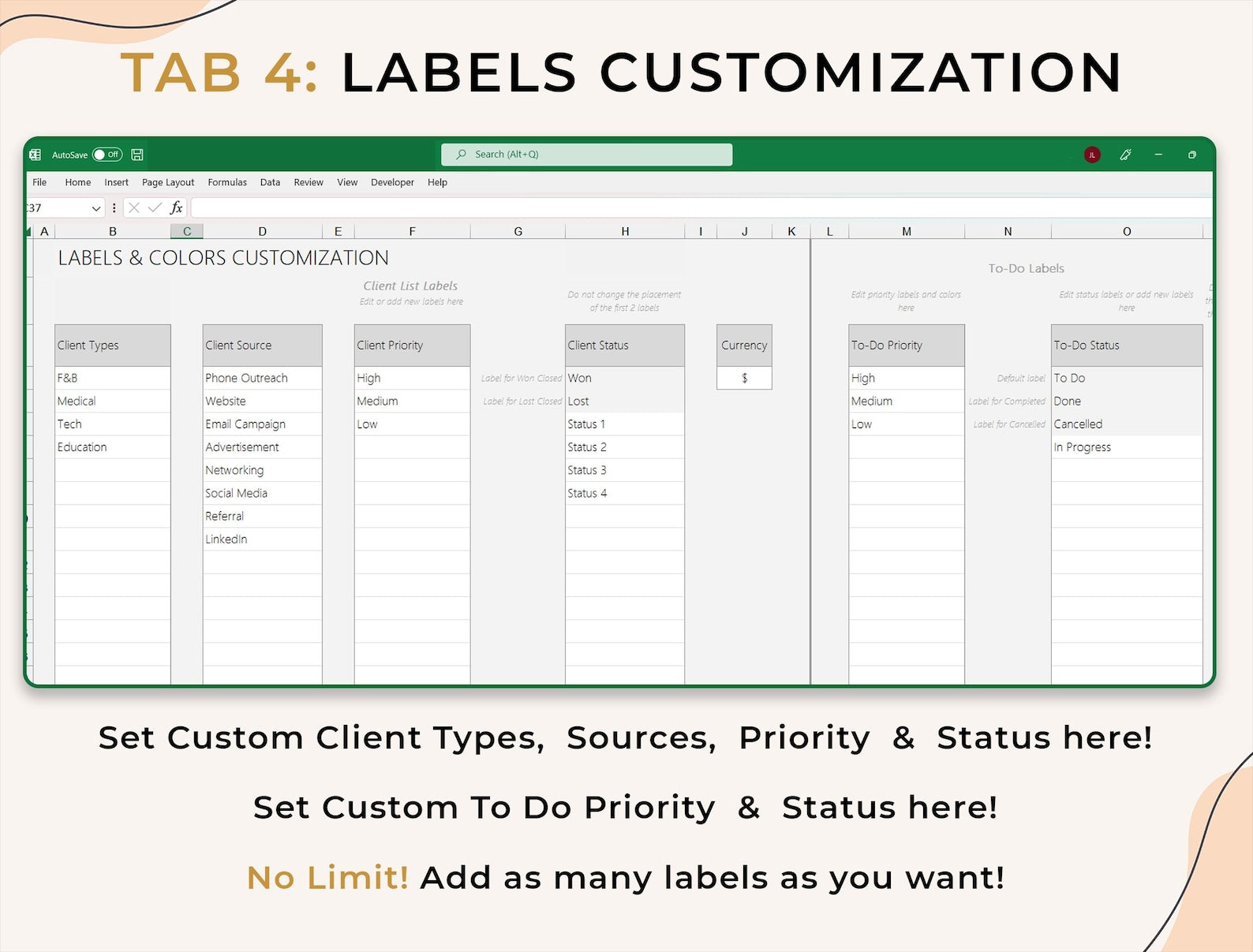 CRM Client Tracker - Small Business - Excel Template