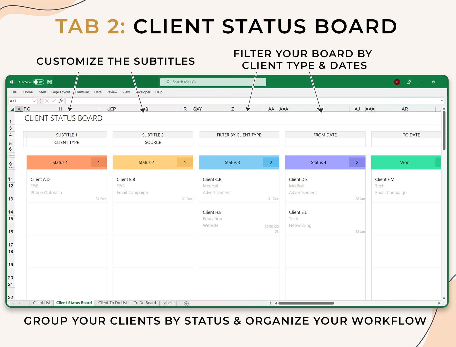 CRM Client Tracker - Small Business - Excel Template