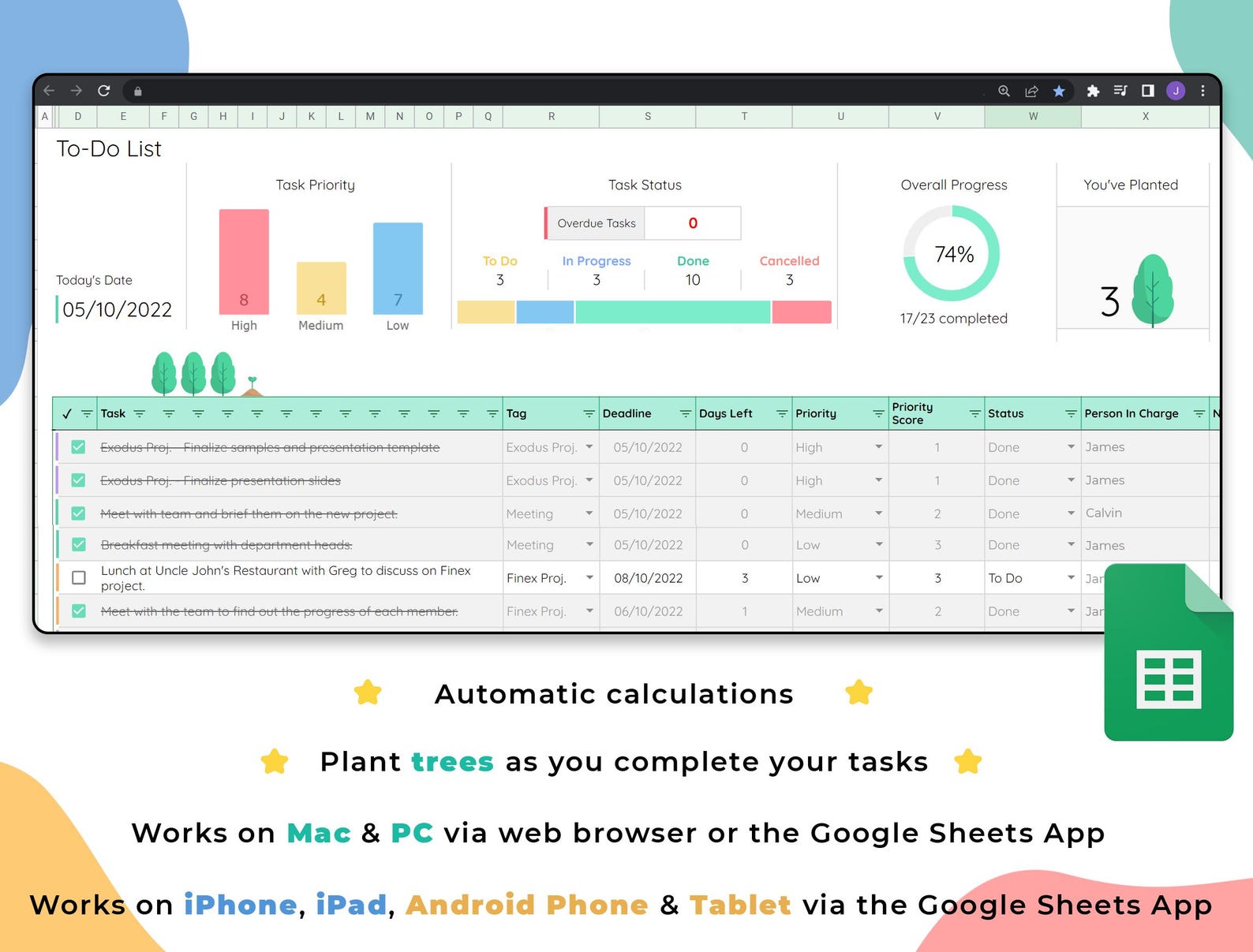 To Do List Template, Google Sheets Spreadsheet, Daily To Do, Digital, Checklist Template, Editable, Custom Todo List, Bucket List Template
