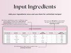 Recipe Costing Calculator – Excel / Google Sheets Template