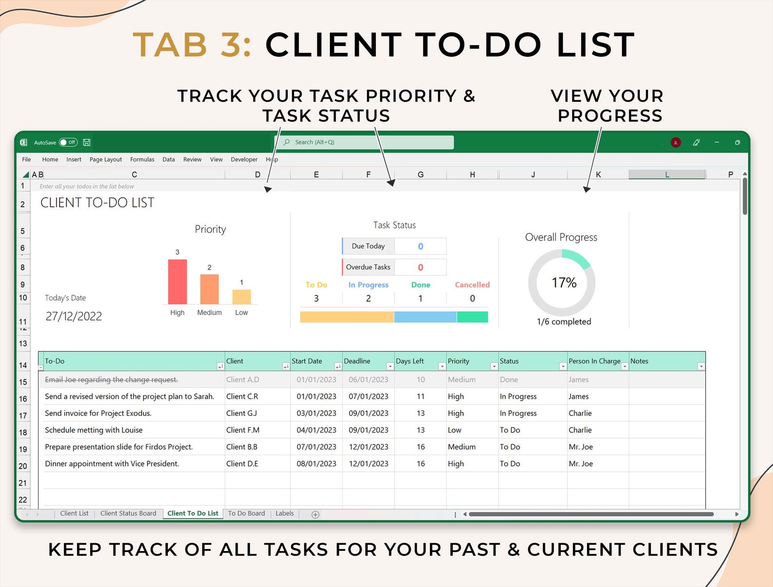 CRM Client Tracker - Small Business - Excel Template