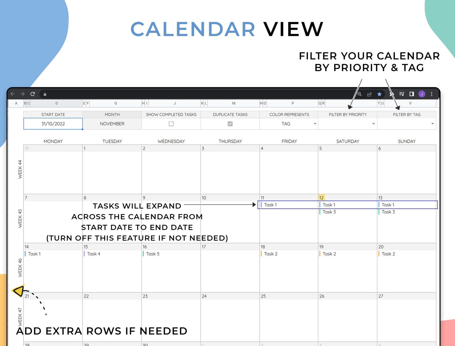 To Do List Template – Excel / Google Sheets Template