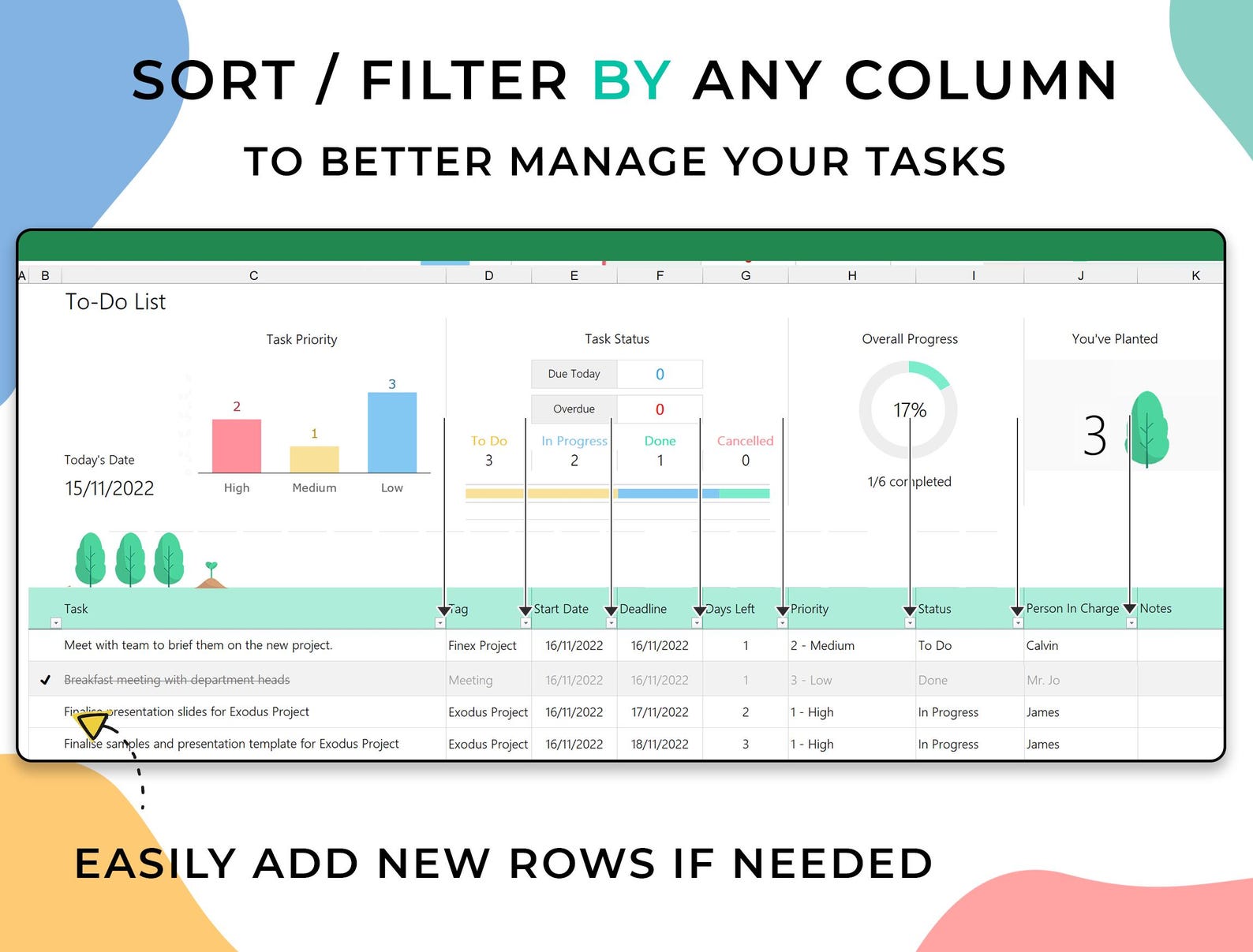 To Do List Template – Excel / Google Sheets Template