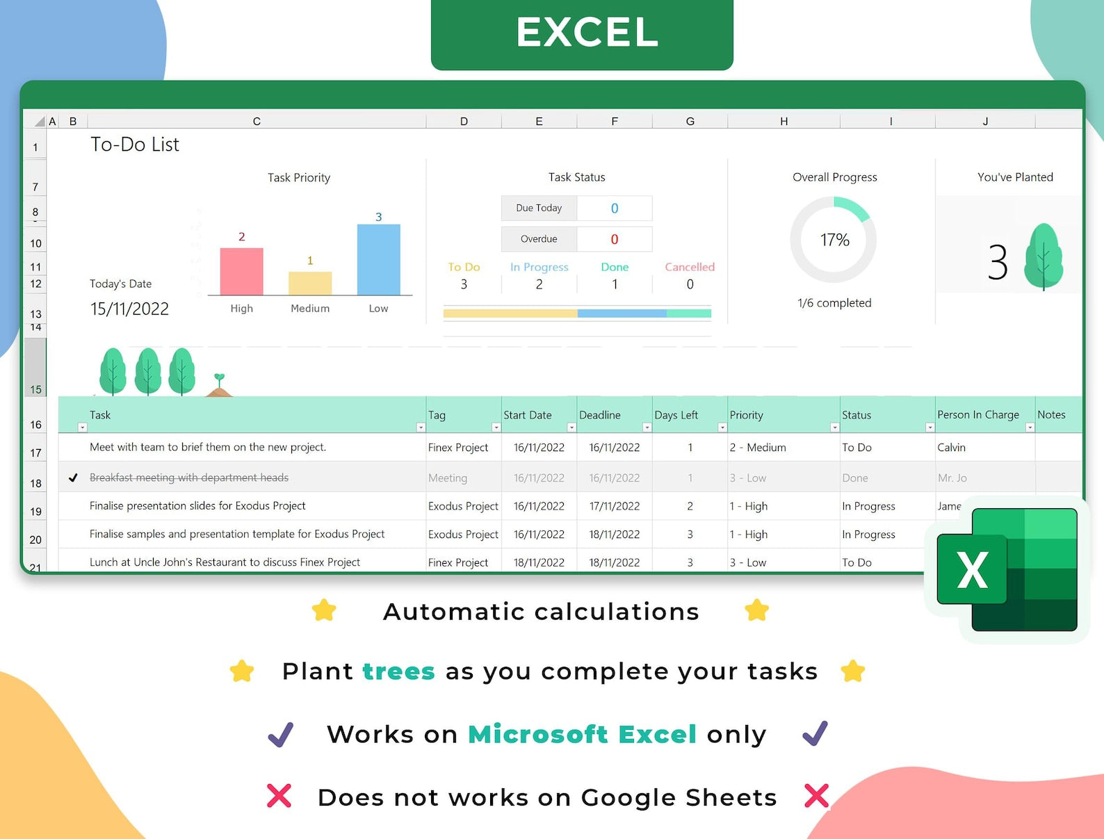 To Do List Template – Excel / Google Sheets Template