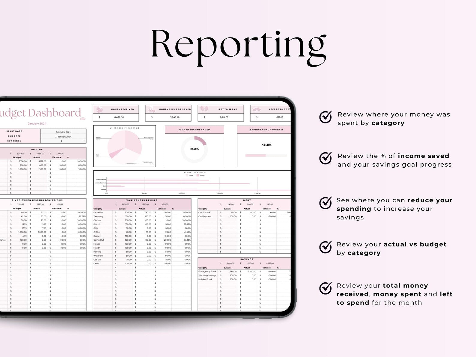 Budget Planner – Family – Excel / Google Sheets Template