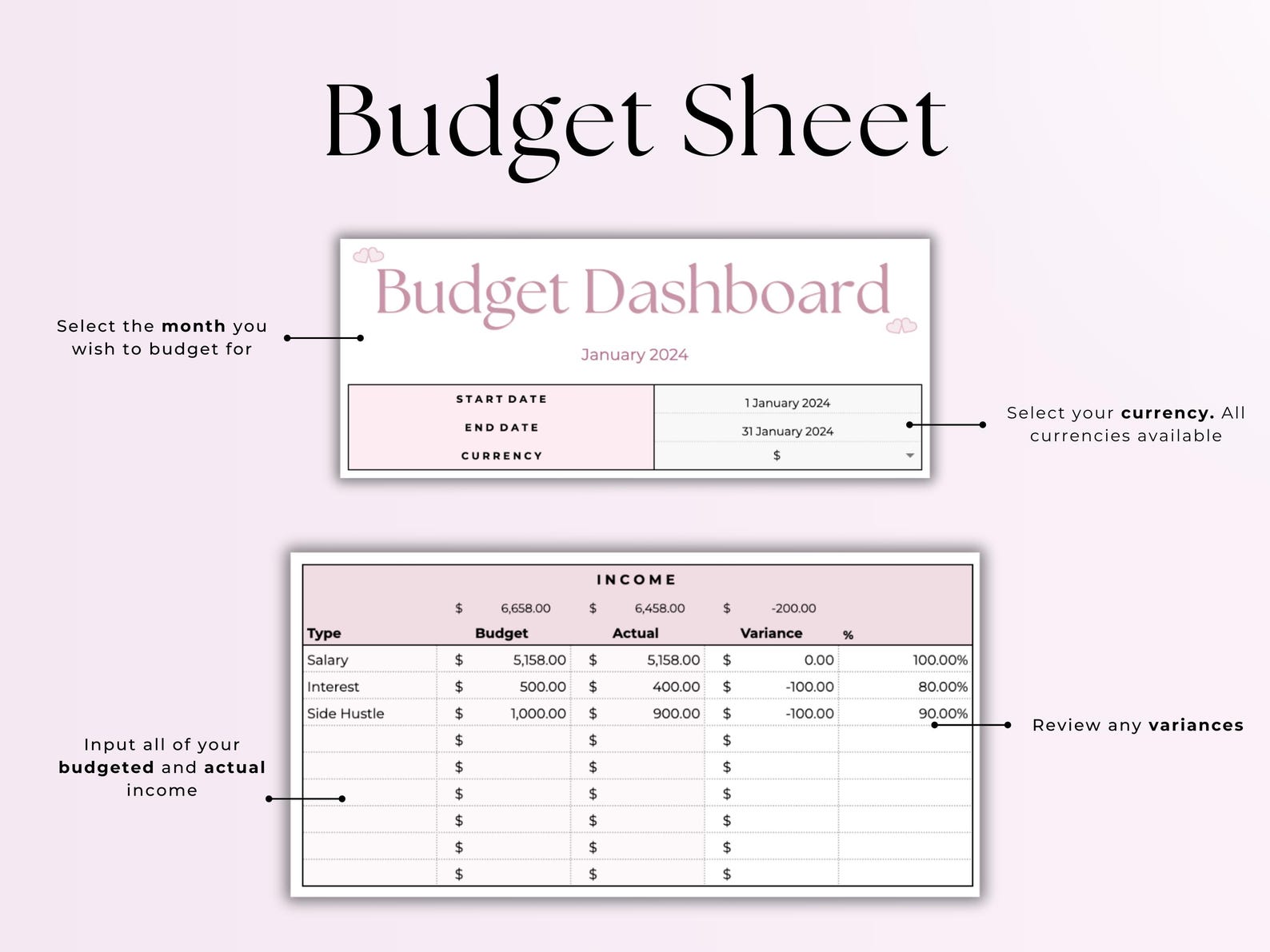 Budget Planner – Family – Excel / Google Sheets Template