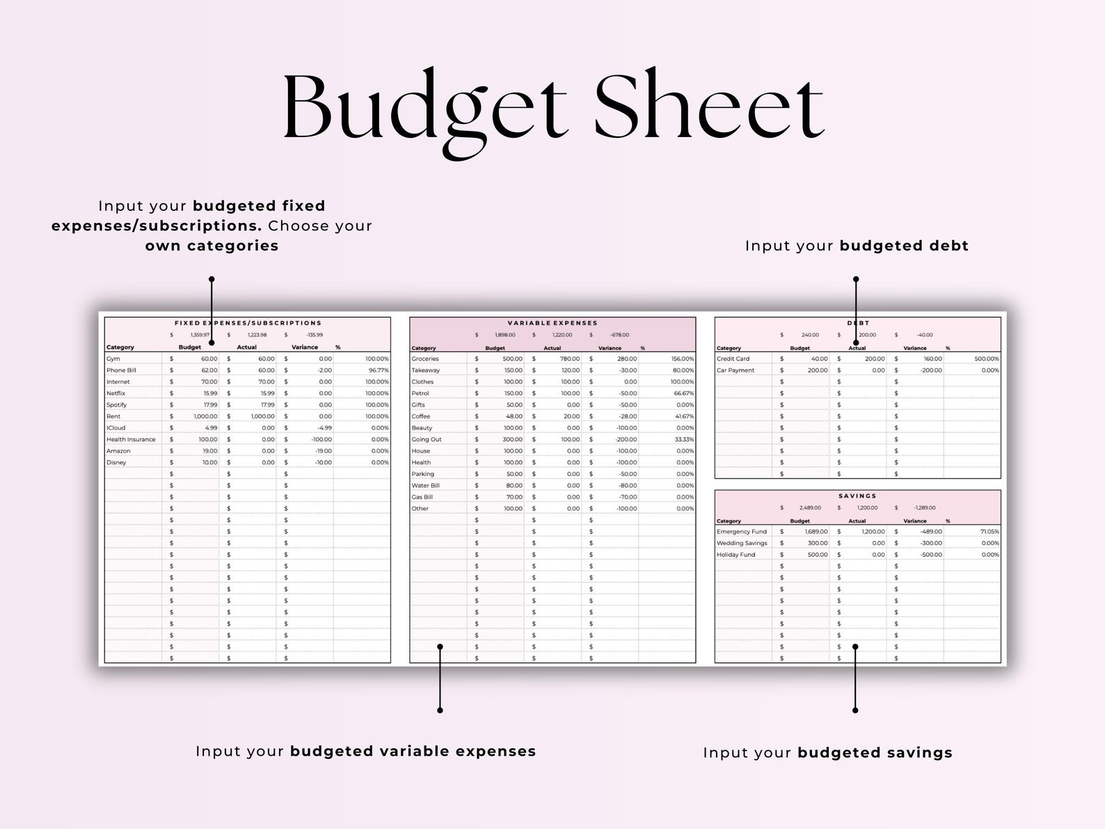 Budget Planner – Family – Excel / Google Sheets Template