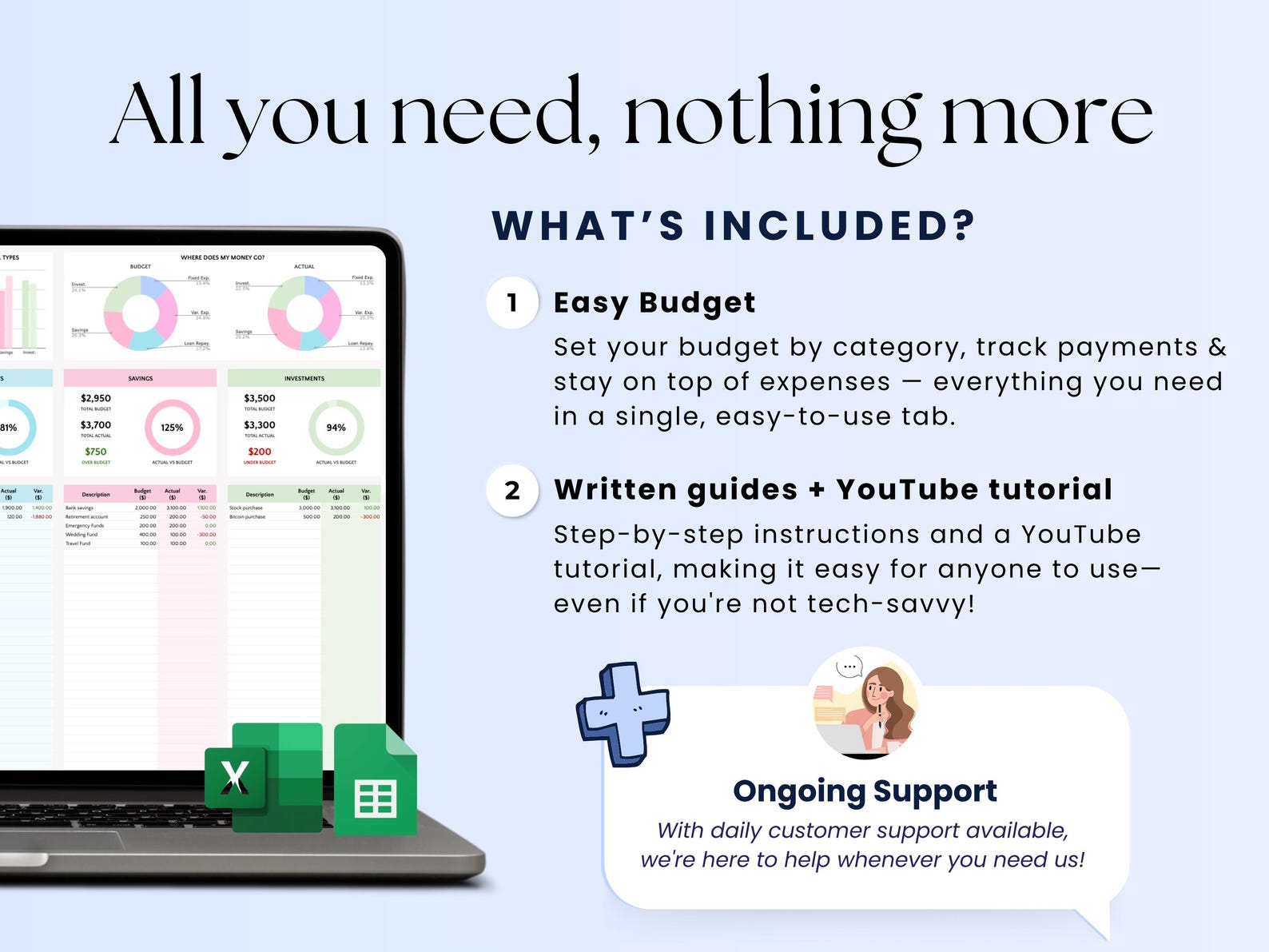 Monthly Budget Planner - Personal - Google Sheets Template