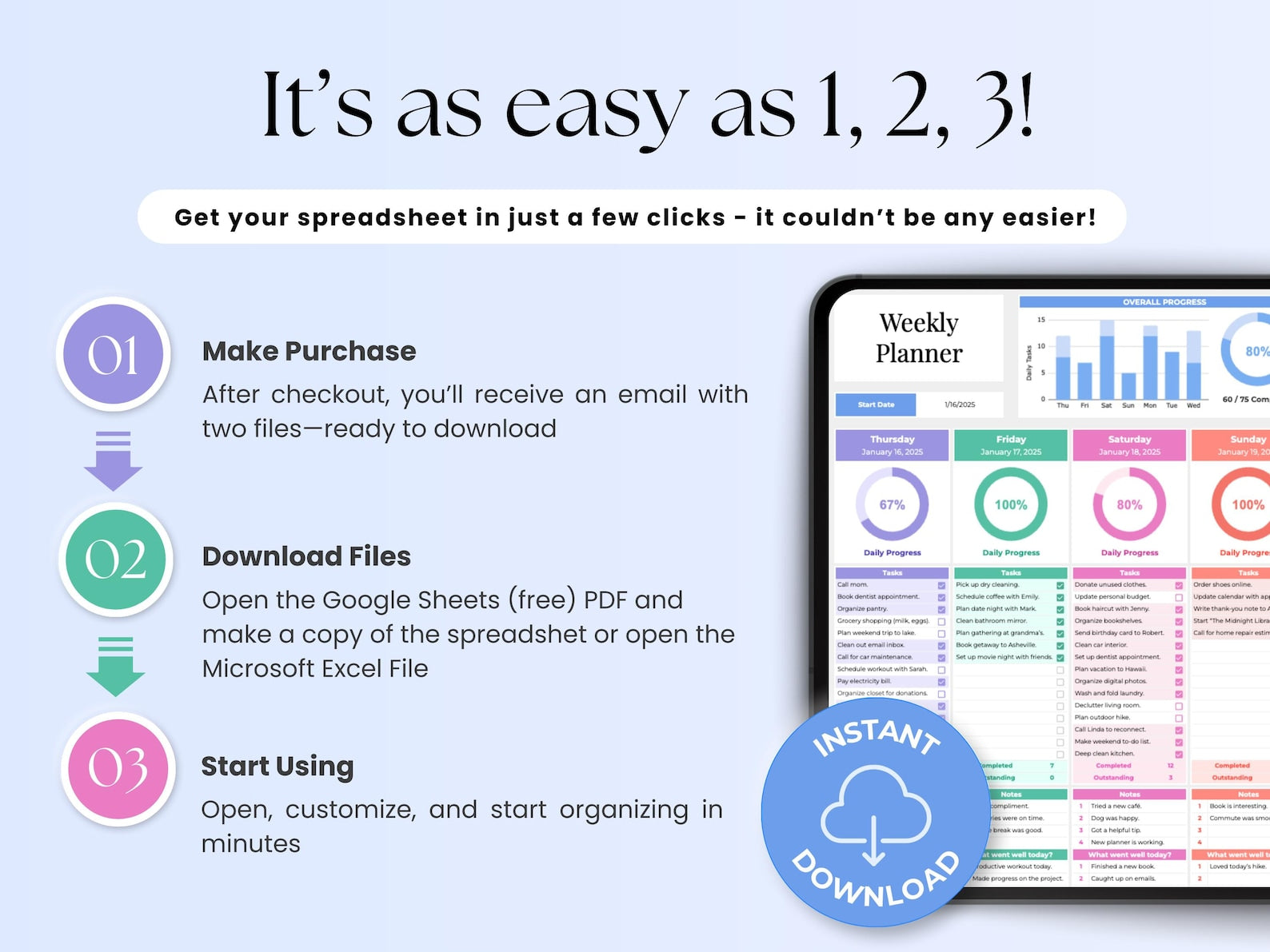 Weekly Planner Daily Task Tracker – Google Sheets Template