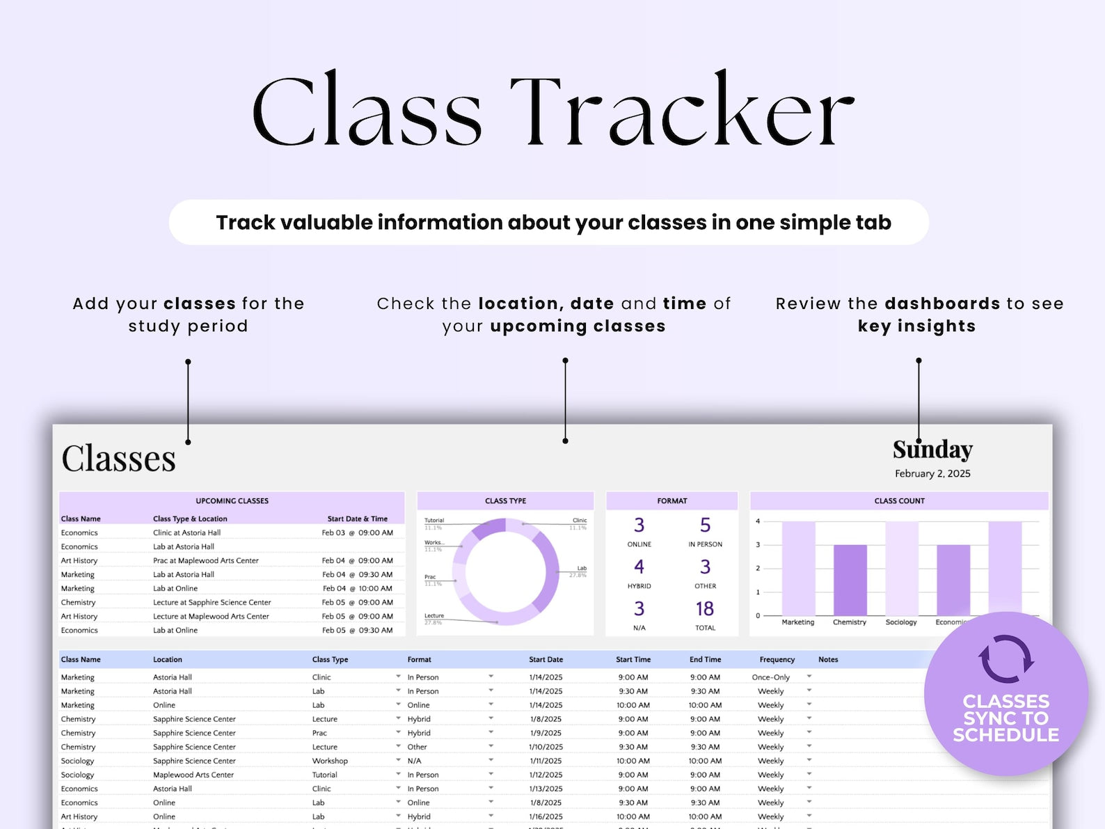 Student Planner – Students – Excel / Google Sheets Template