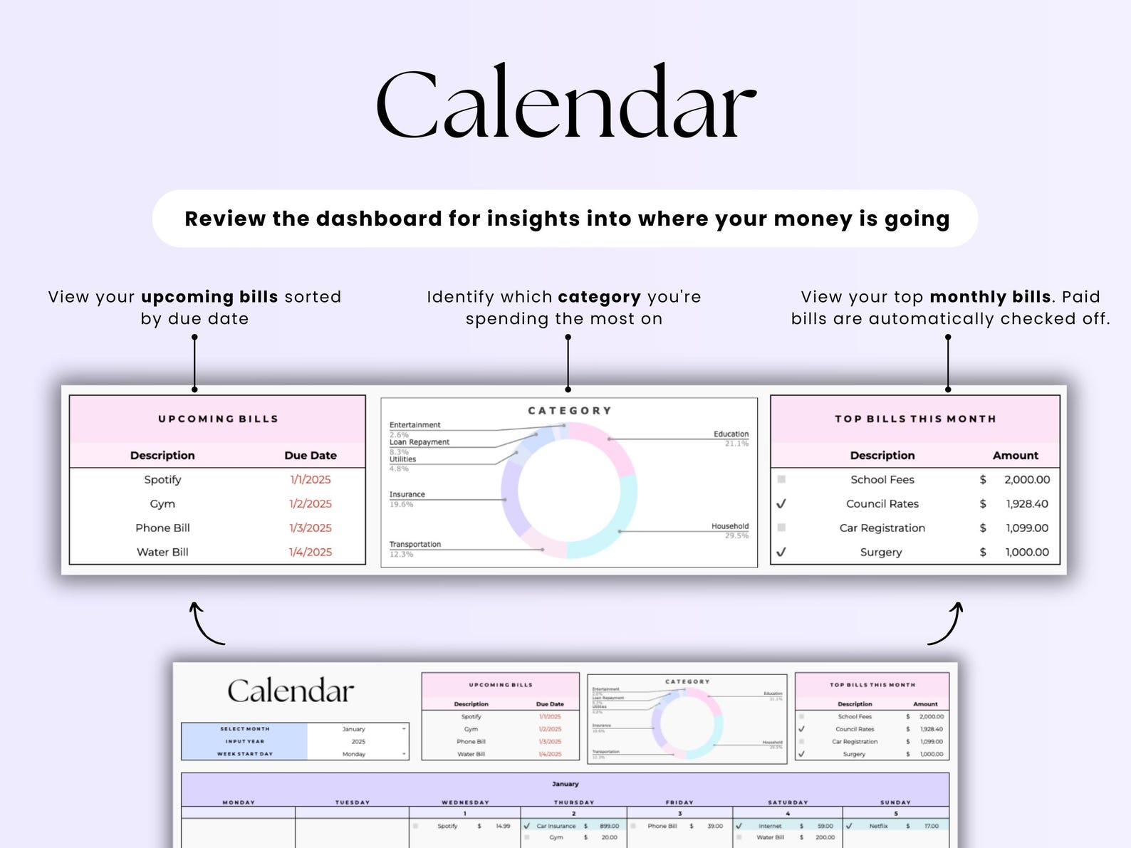 Bill Tracker – Personal – Excel / Google Sheets Template