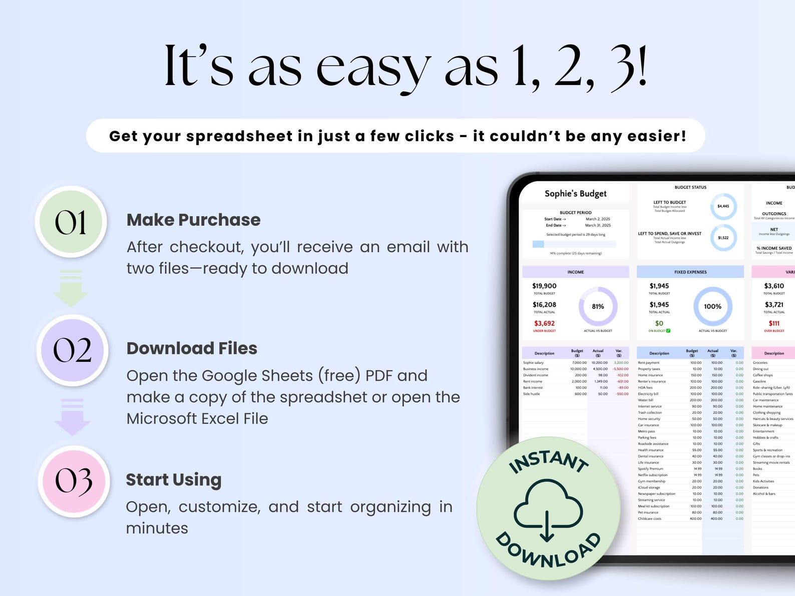 Monthly Budget Planner - Personal - Google Sheets Template