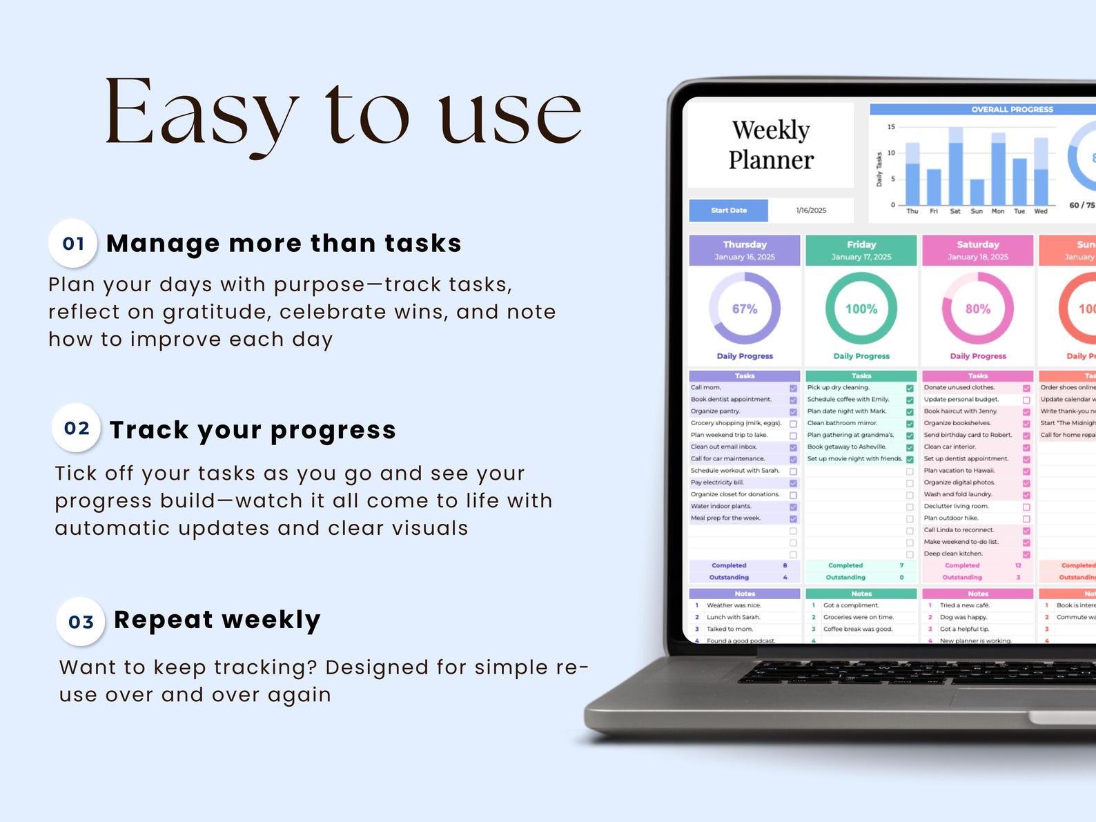 Weekly Planner Daily Task Tracker – Google Sheets Template