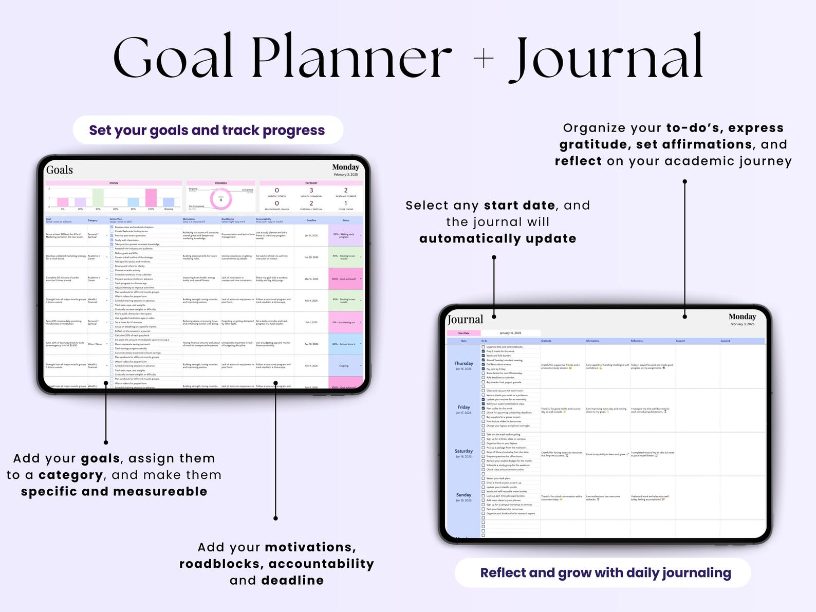 Student Planner – Students – Excel / Google Sheets Template
