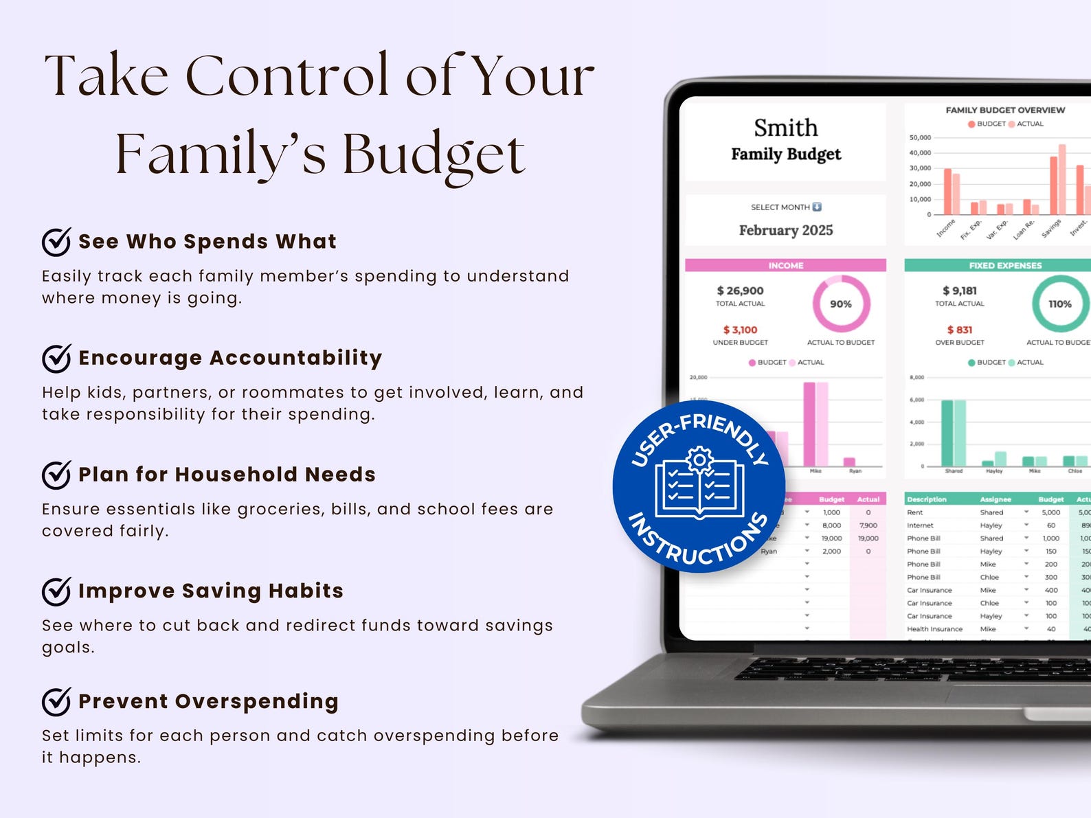 Family Budget Planner -For Families - Google Sheets Template