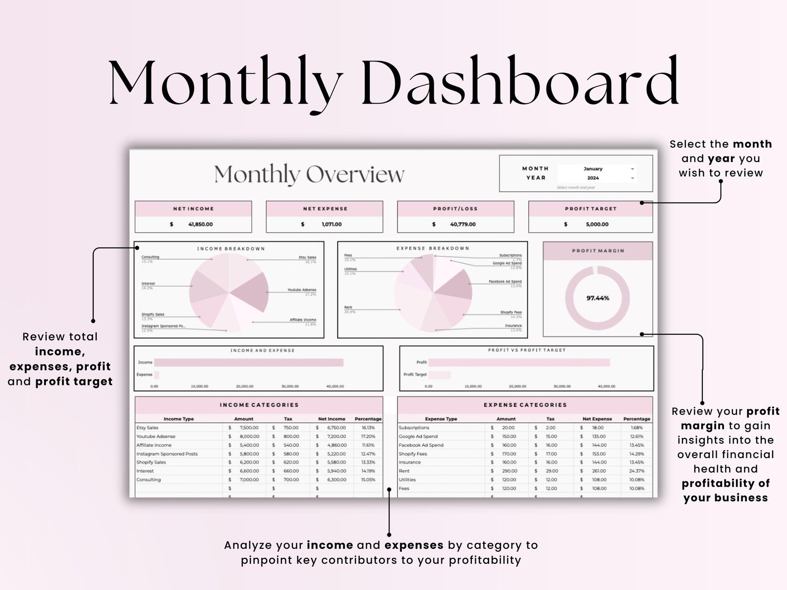Bookkeeping Spreadsheet-Beauty Pros-Google Sheets Template