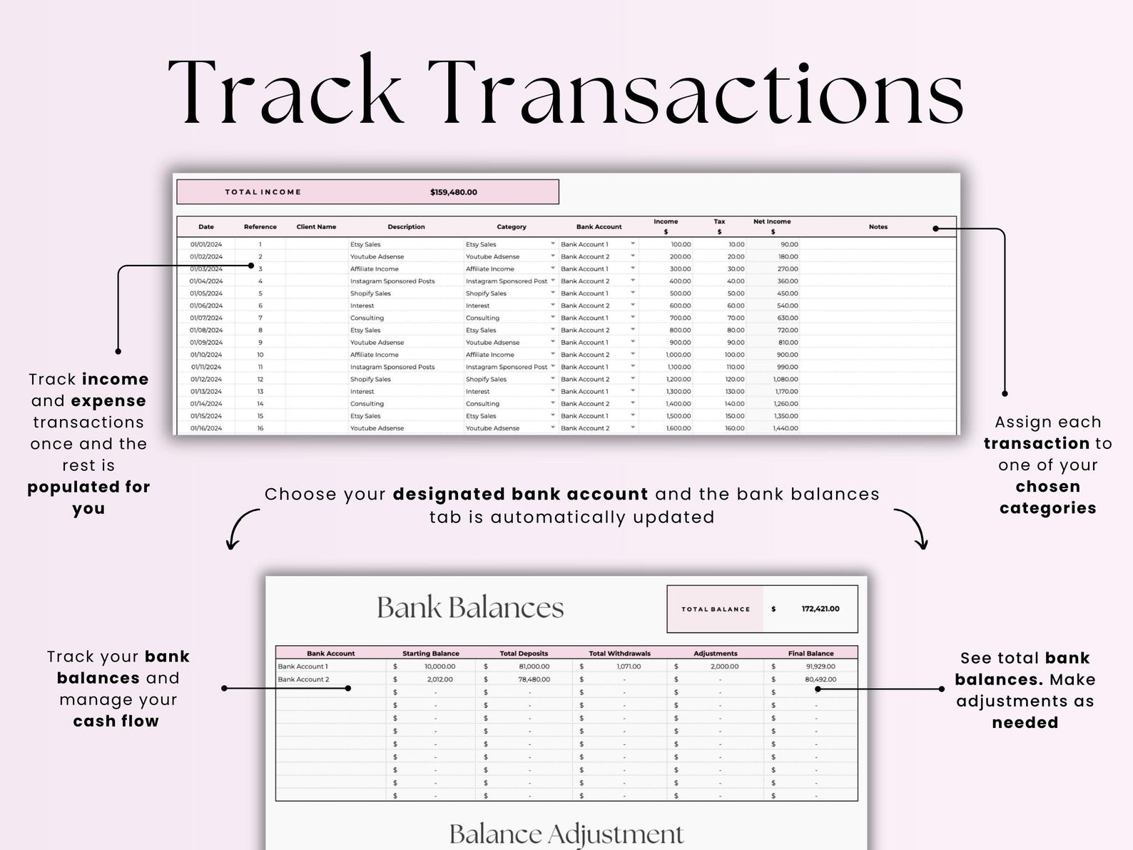 Bookkeeping Spreadsheet-Beauty Pros-Google Sheets Template