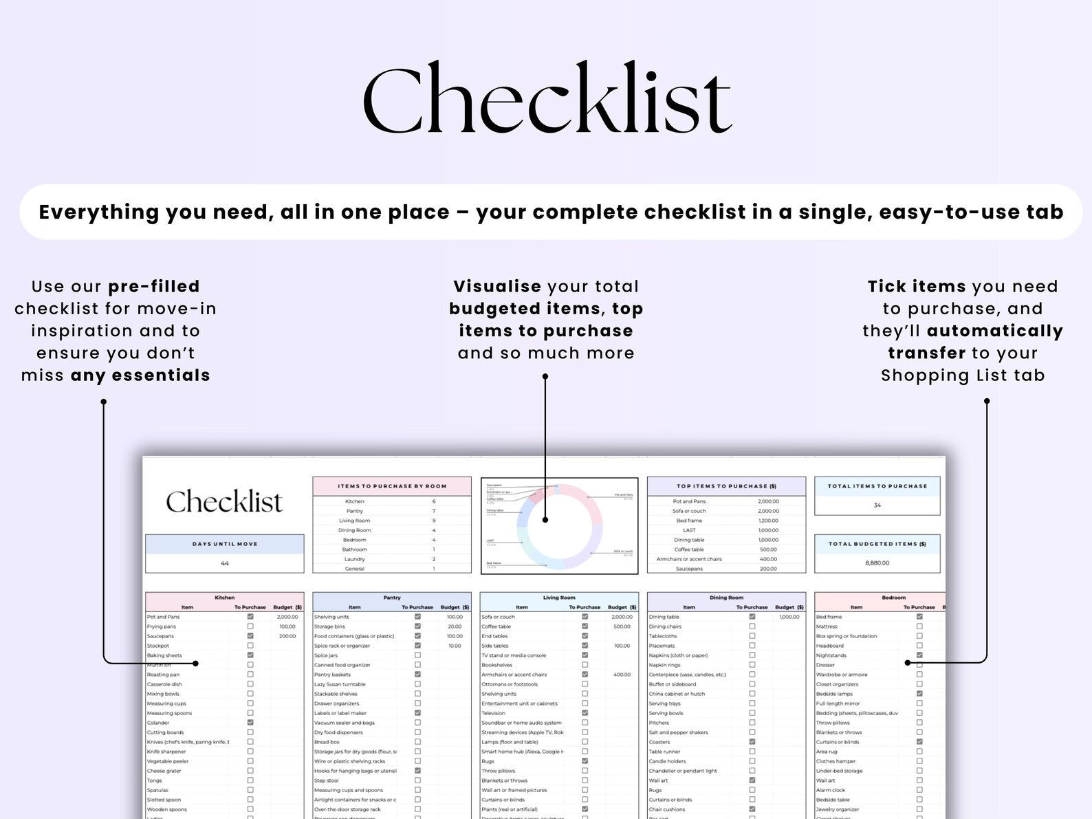 First Apartment Checklist – Movers – Google Sheets Template