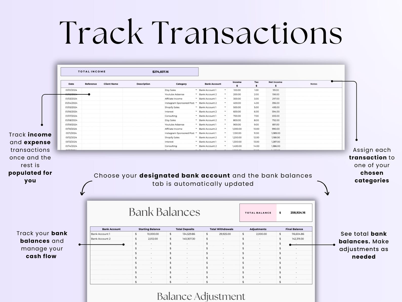 Bookkeeping Template - Freelancers - Google Sheets Template