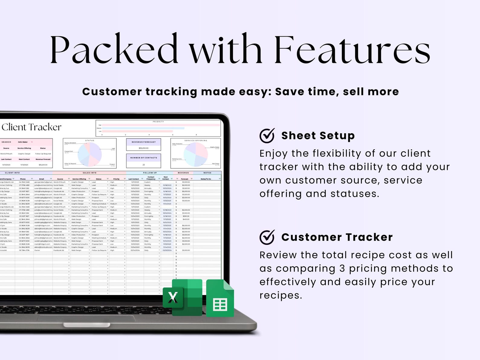 Client Tracker – Small Biz – Excel / Google Sheets Template