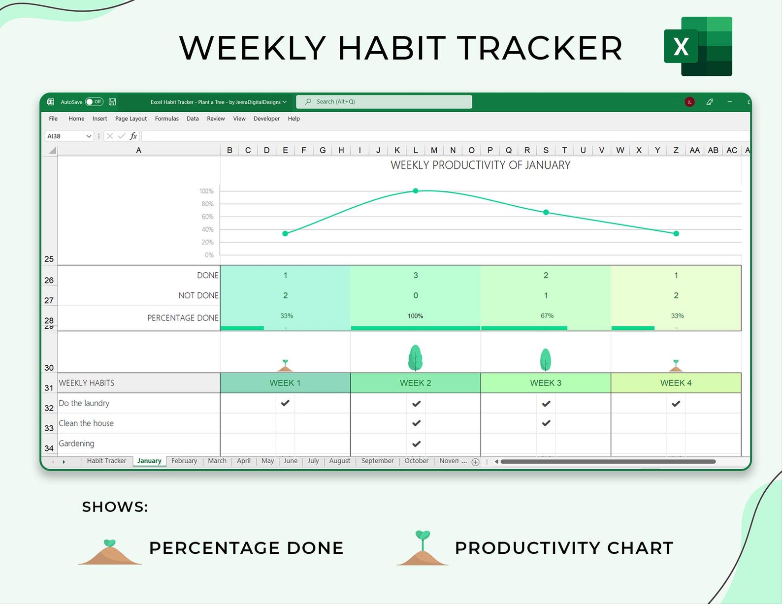 Habit Tracker – Students – Excel / Google Sheets Template