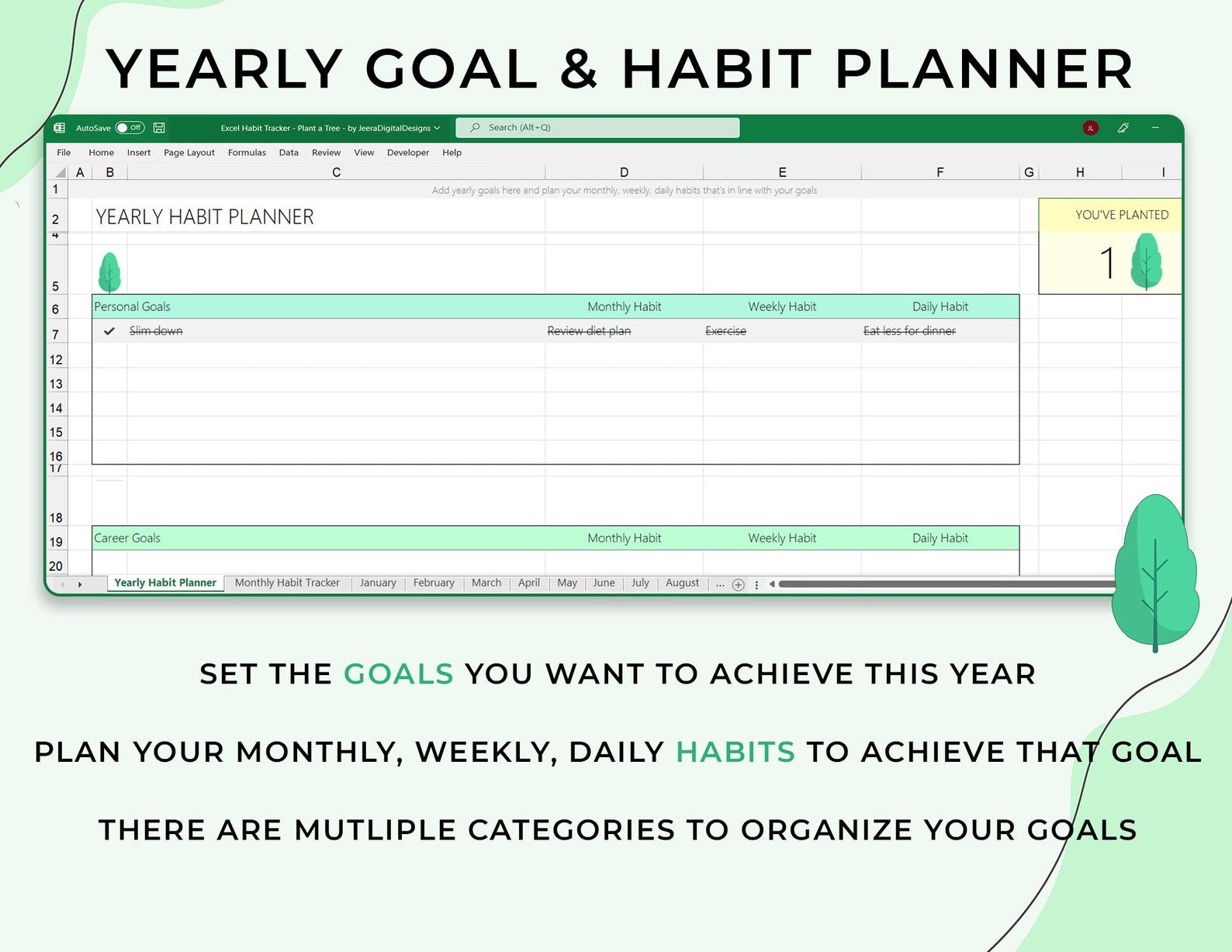 Habit Tracker – Students – Excel / Google Sheets Template