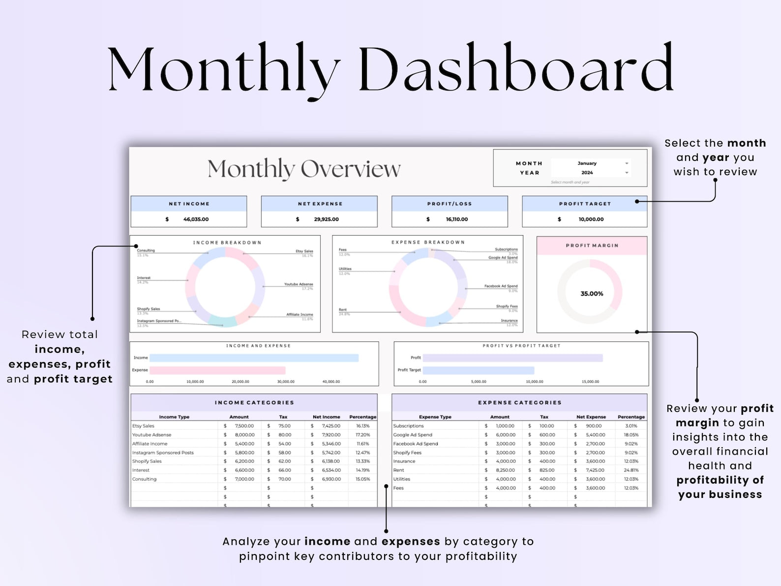 Bookkeeping Template - Freelancers - Google Sheets Template