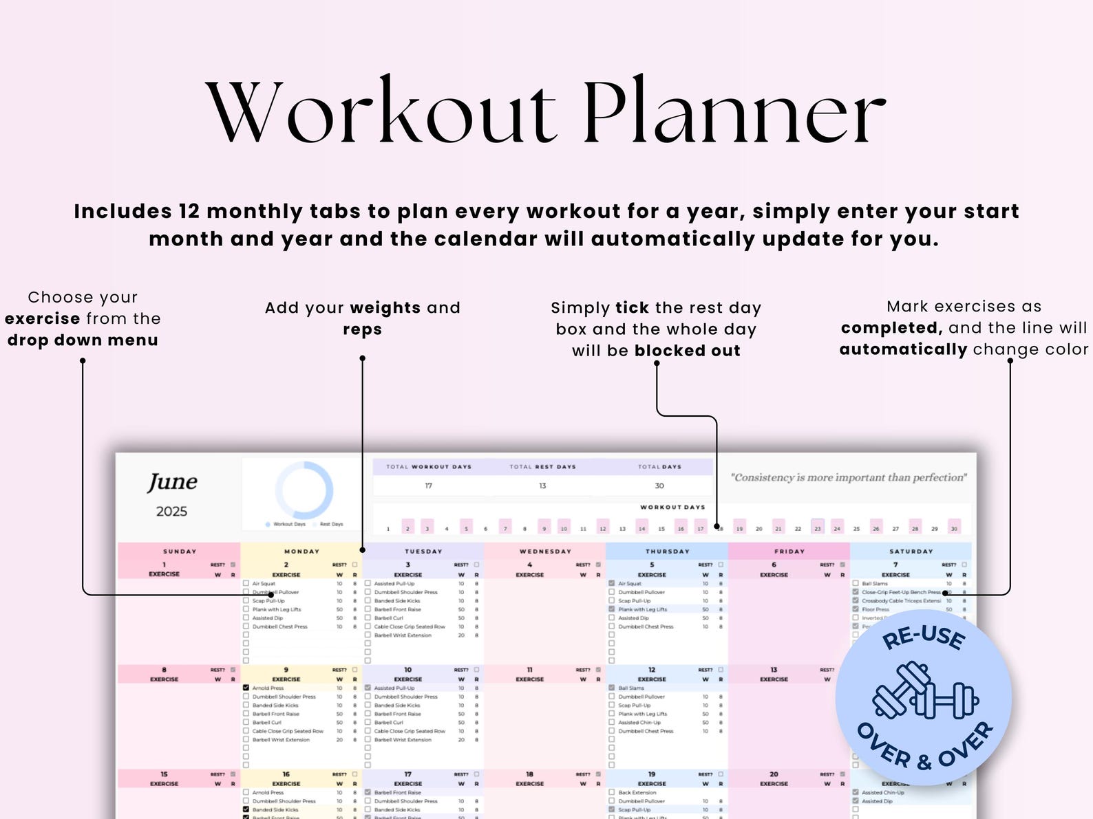 Workout Tracker – Beginners – Google Sheets Template
