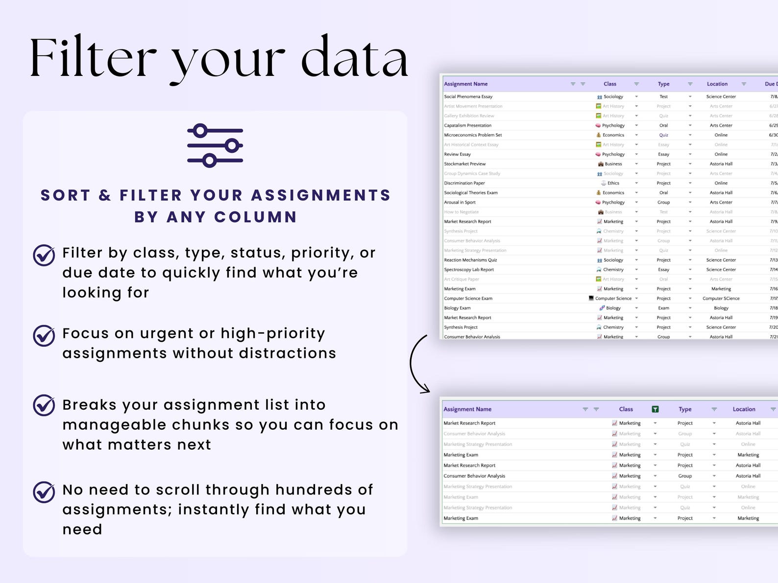 Assignment Tracker For Students - Google Sheets Template